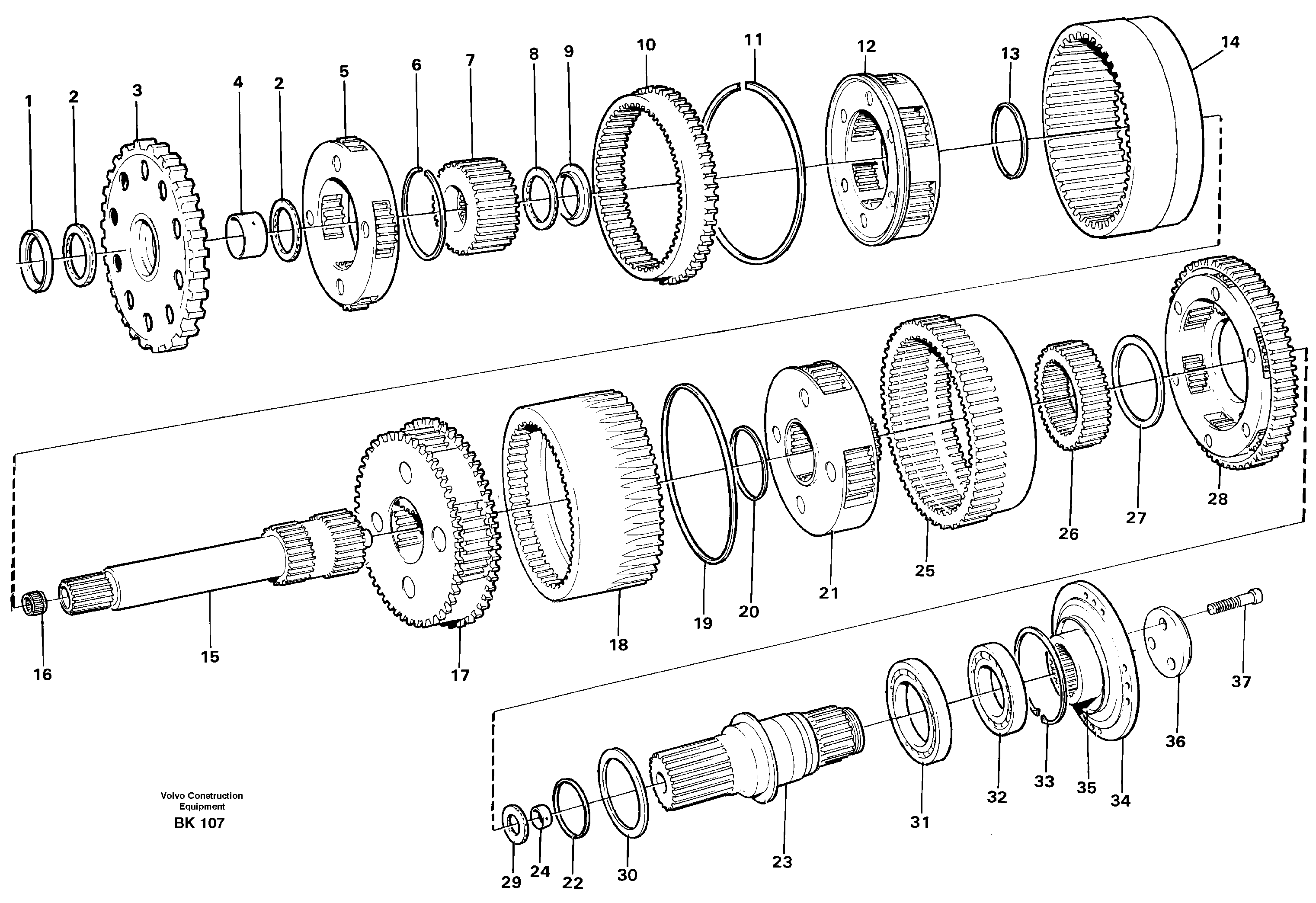 Planetary gears and shafts — volvo parts diagram