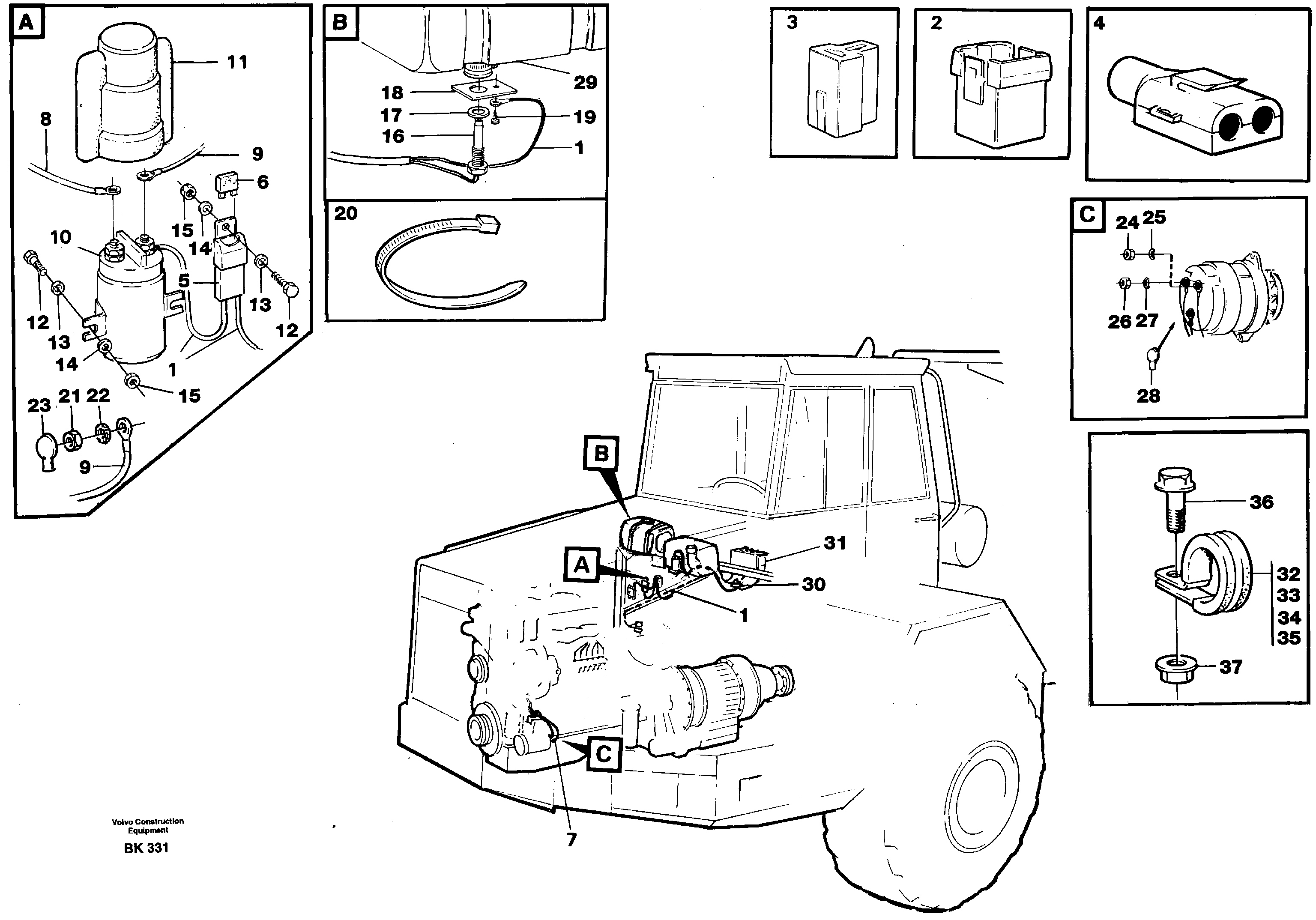 Cable harnesses, front — volvo parts diagram