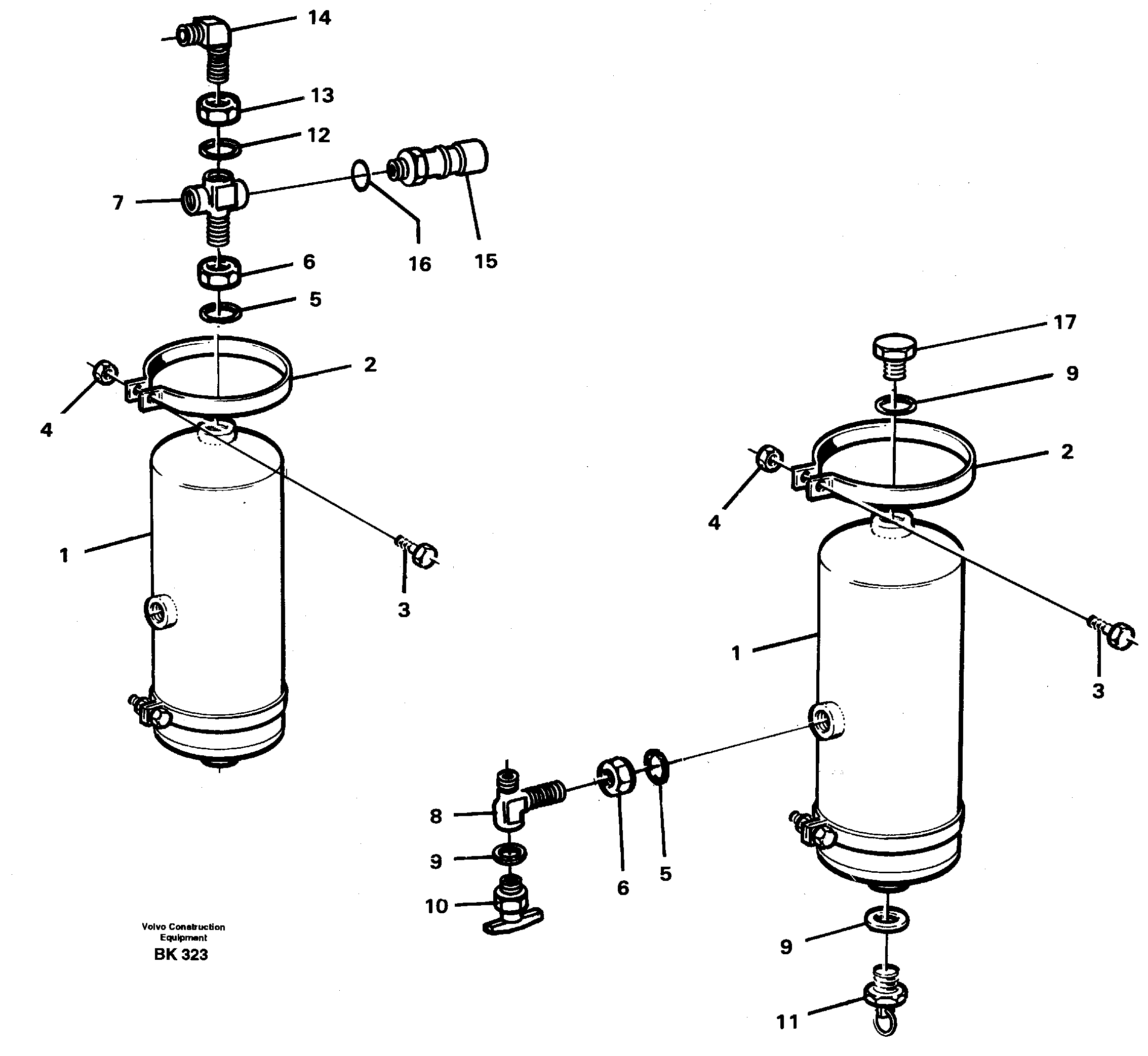 Compressed-air reservoir with fitting parts — volvo parts diagram