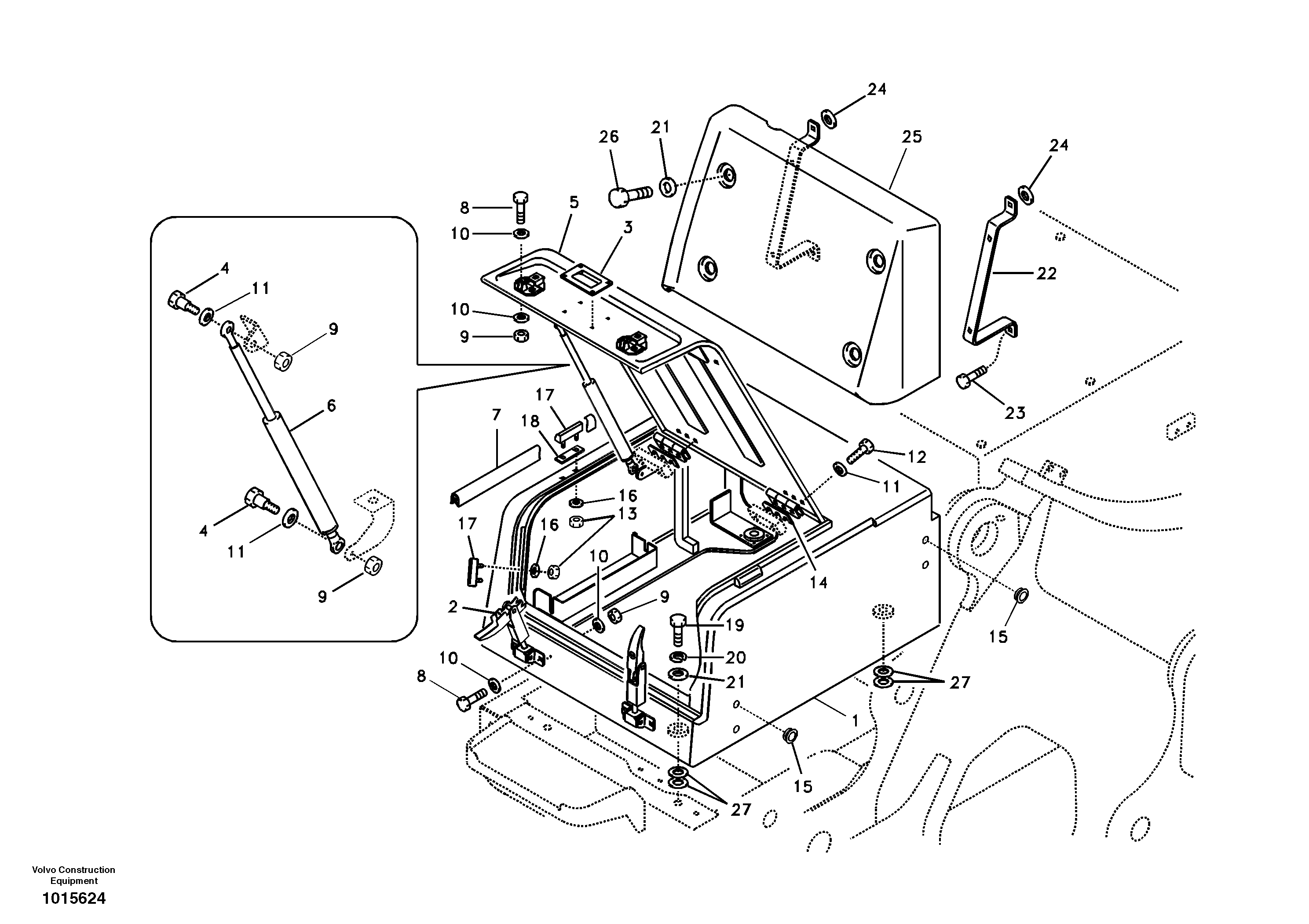Tool box, cowl — volvo parts diagram