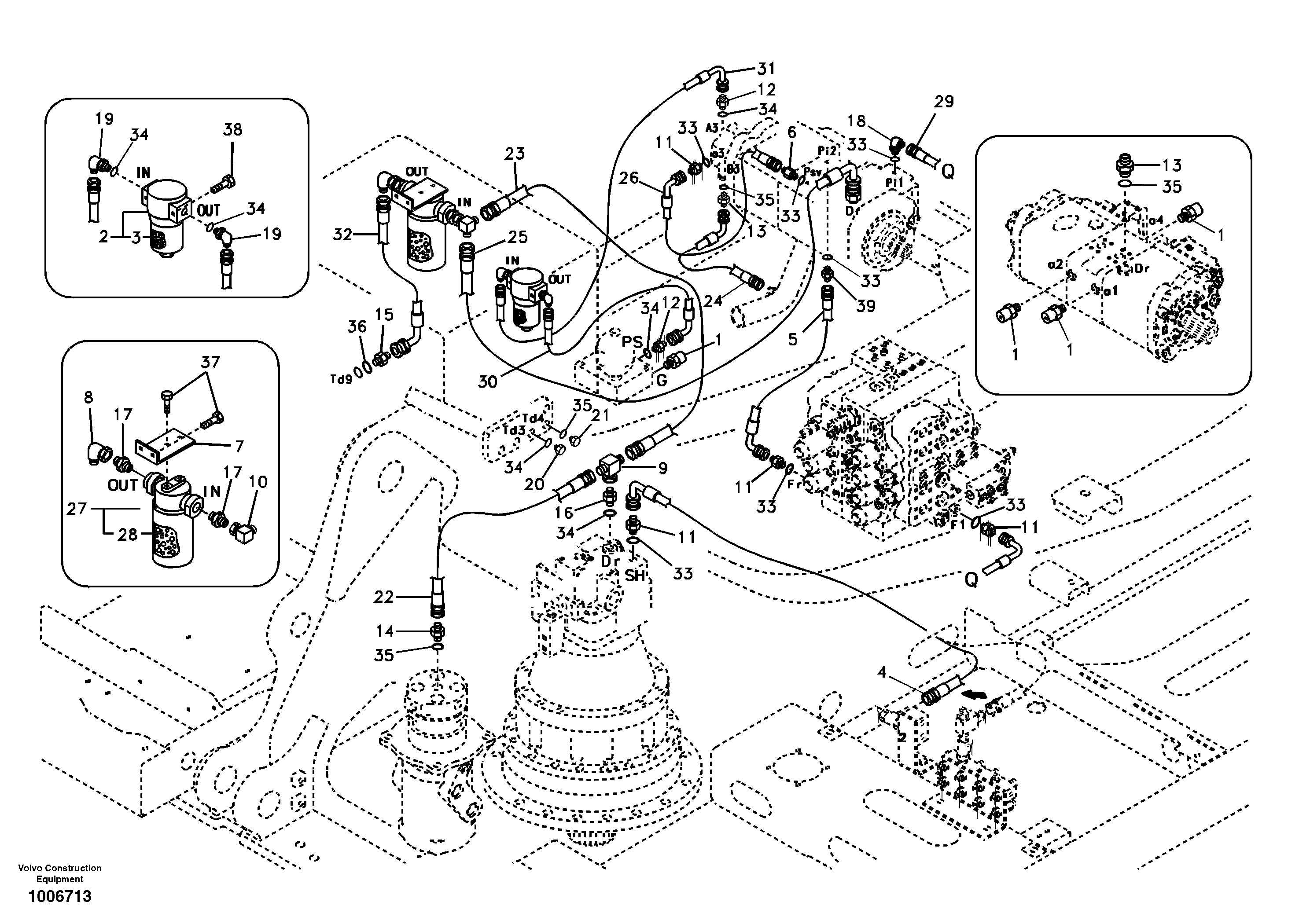 Servo system, pump piping and filter mount. — volvo parts diagram