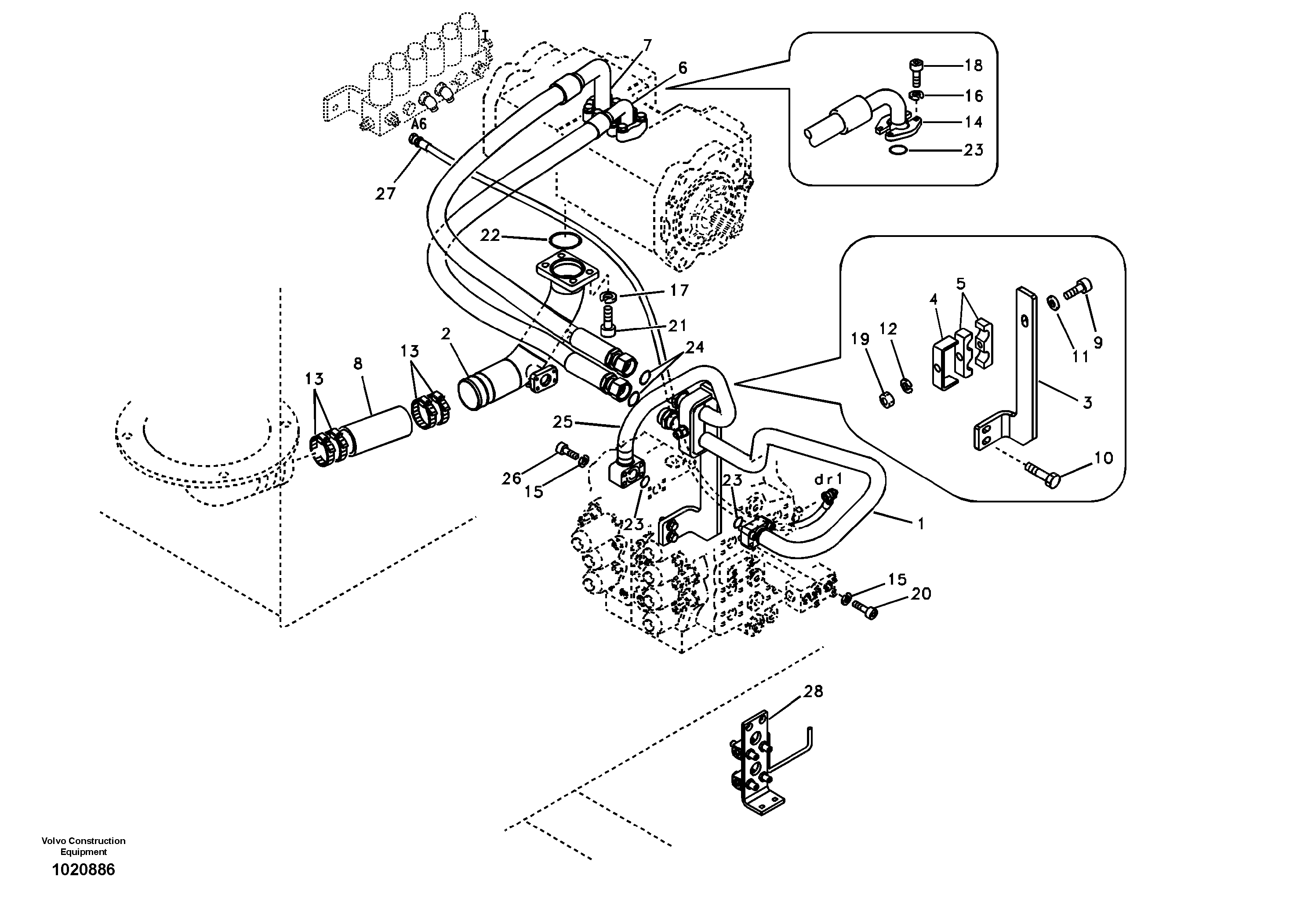 Hydraulic system, hydraulic pump pulse damper — volvo parts diagram