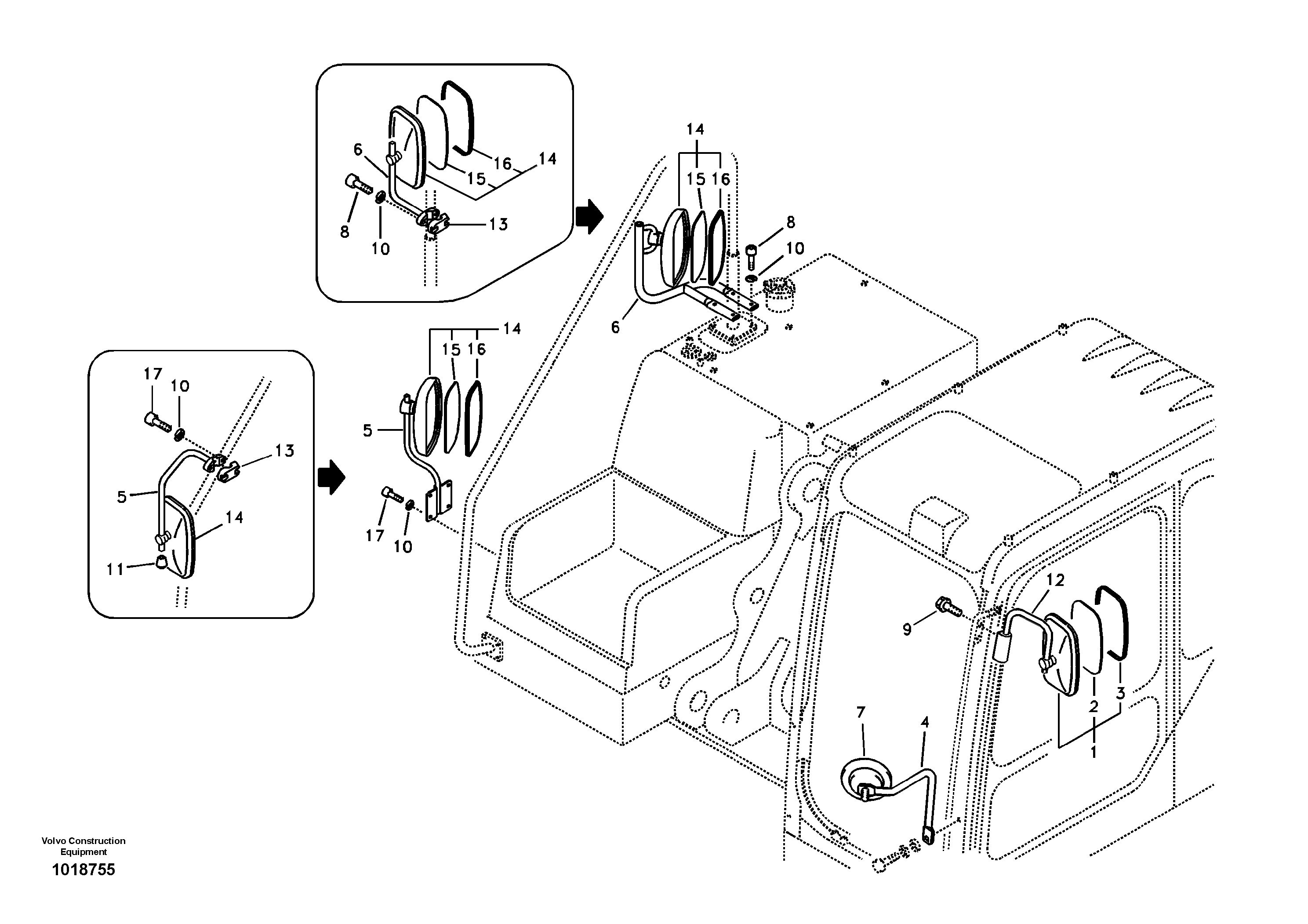 Rear view mirror — volvo parts diagram