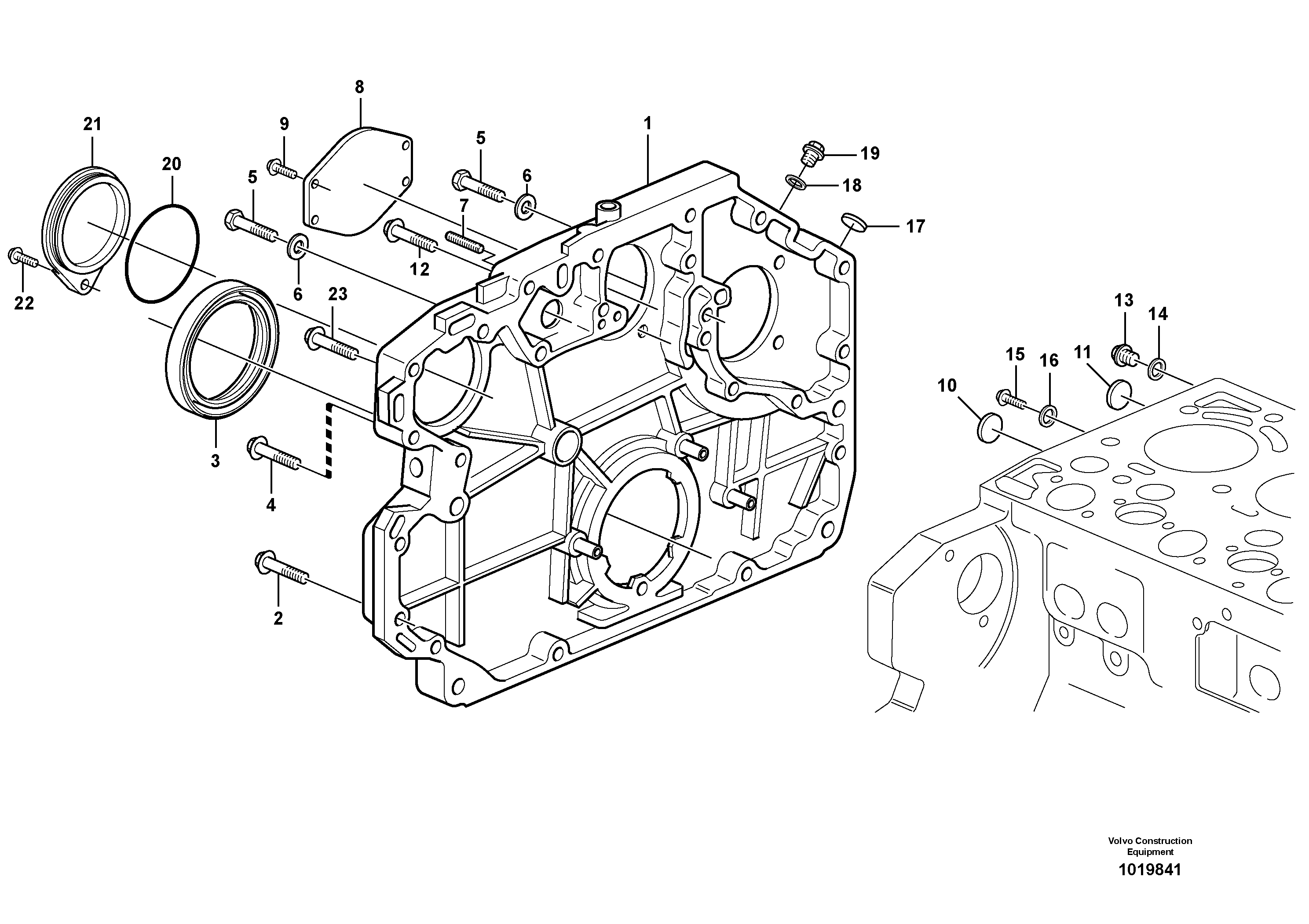 Timing gear casing — volvo parts diagram