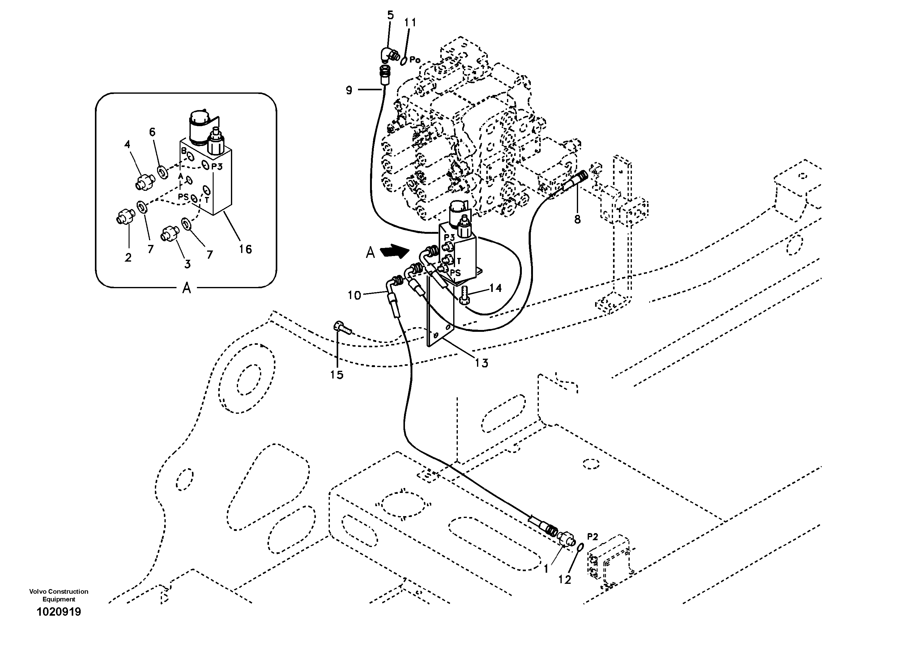 Working hydraulic, quick fit on upper frame — volvo parts diagram