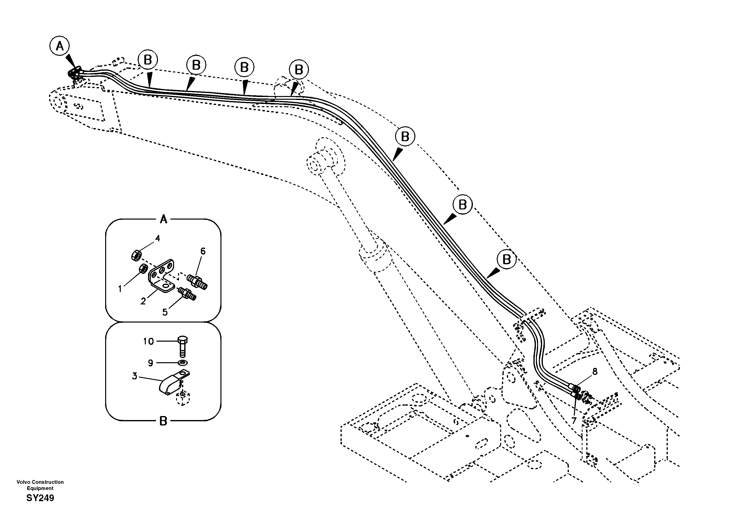 Working hydraulic, quick fit on boom — volvo parts diagram