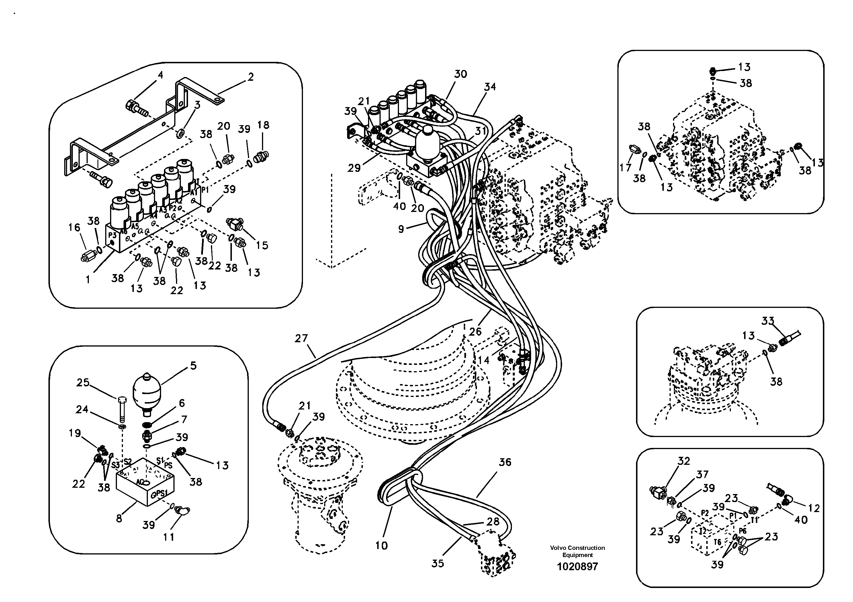 Servo system, control valve to solenoid valve — volvo parts diagram