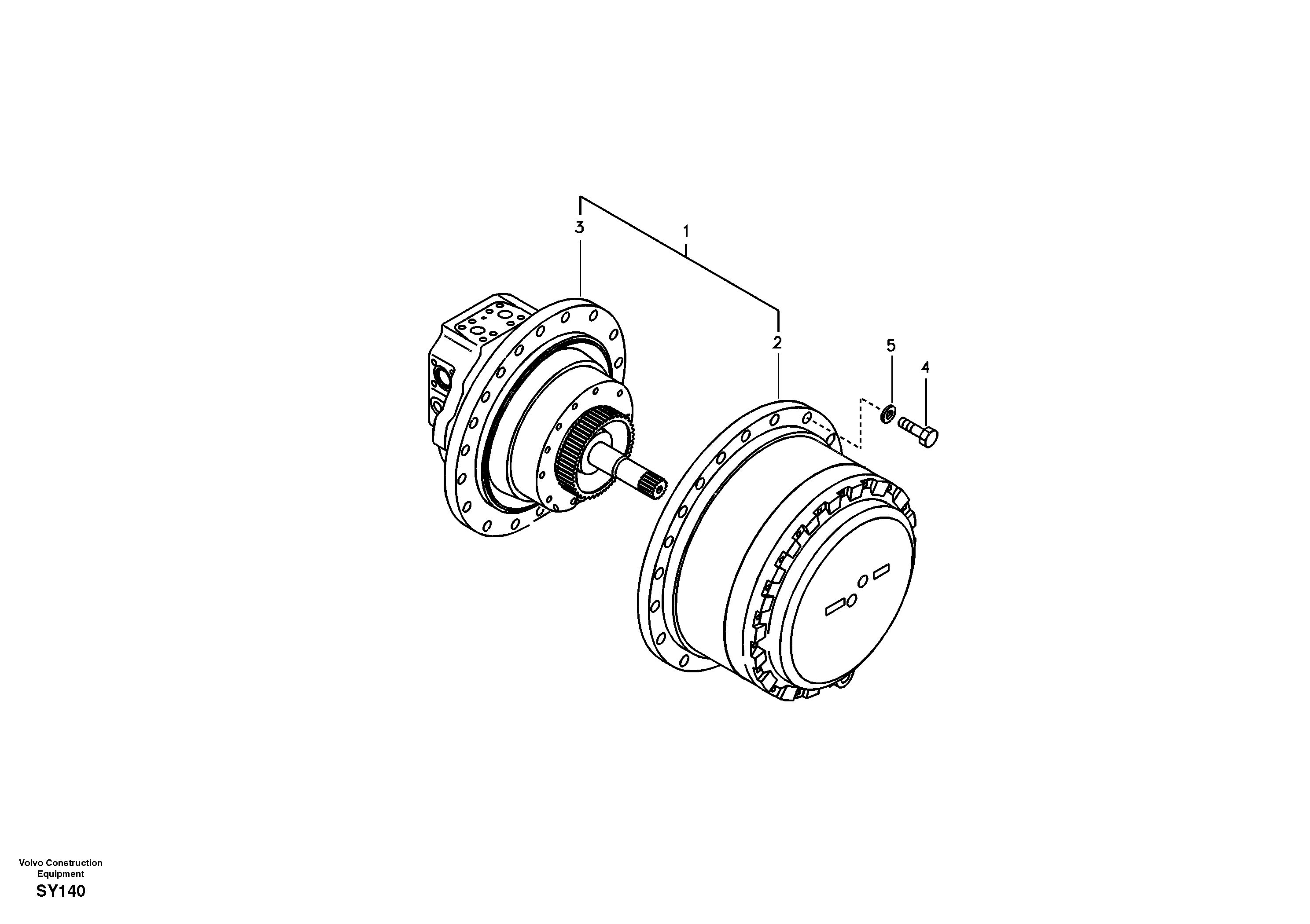 Travel motor with mounting parts — volvo parts diagram