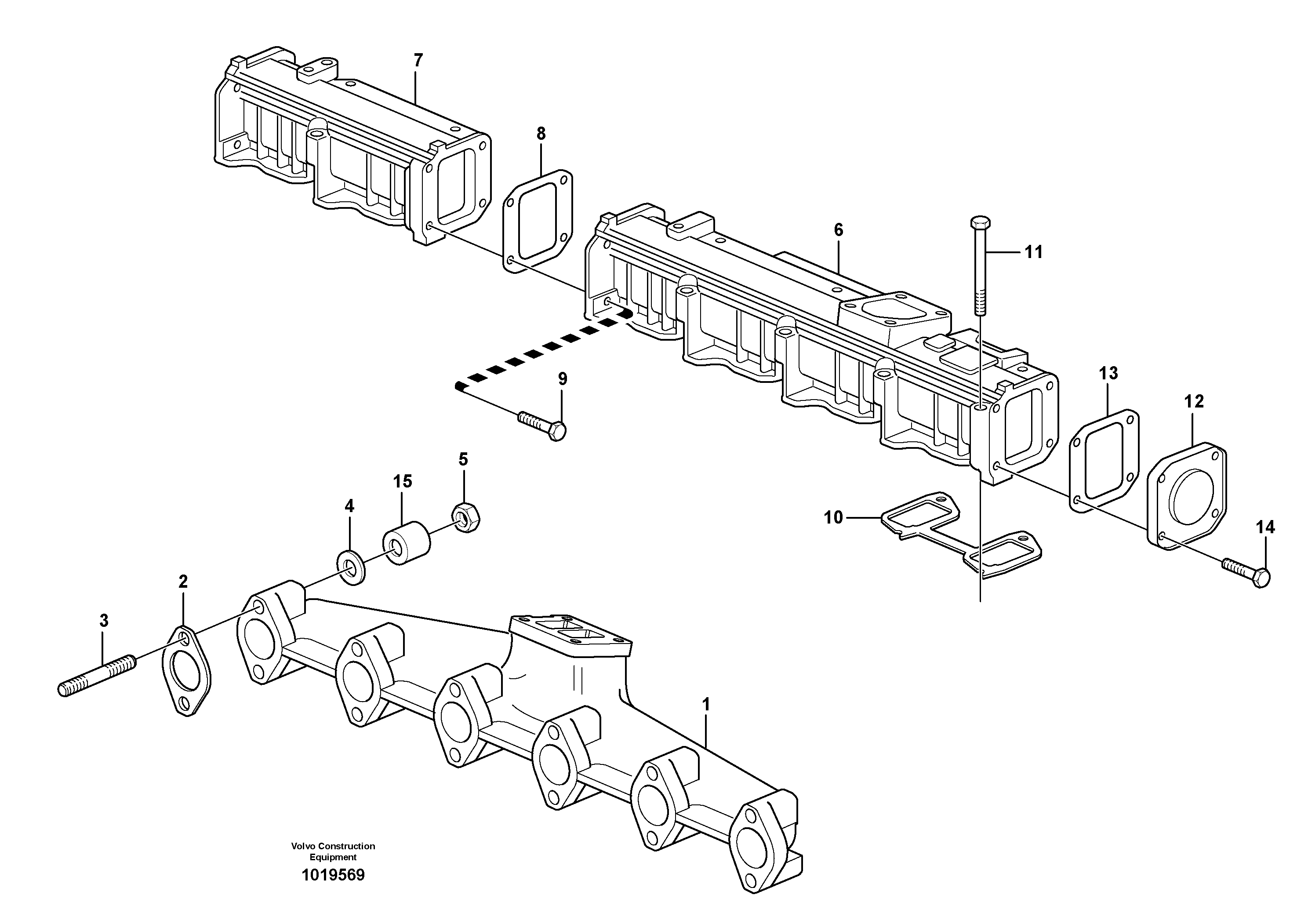 Inlet manifold and exhaust manifold — volvo parts diagram