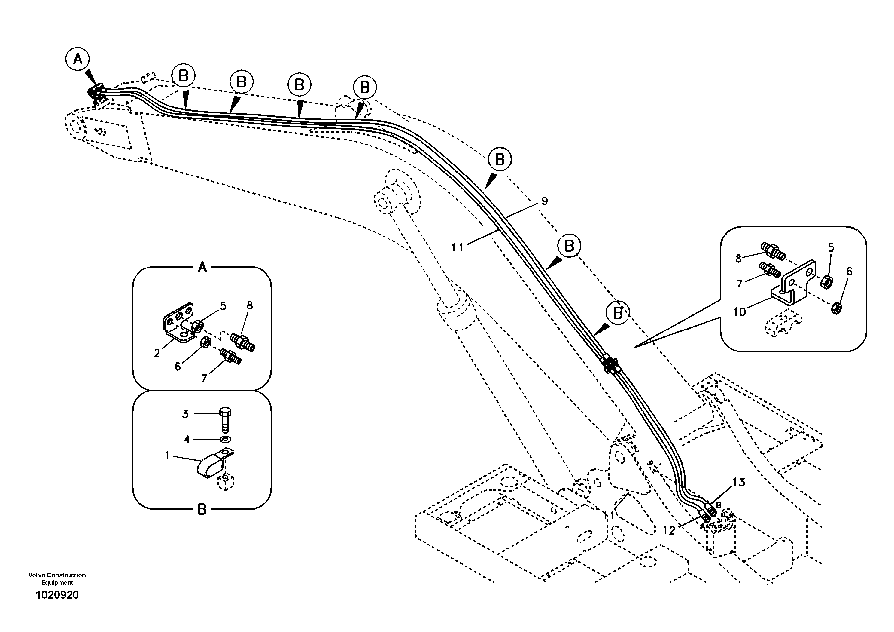 Working hydraulic, quick fit on boom — volvo parts diagram