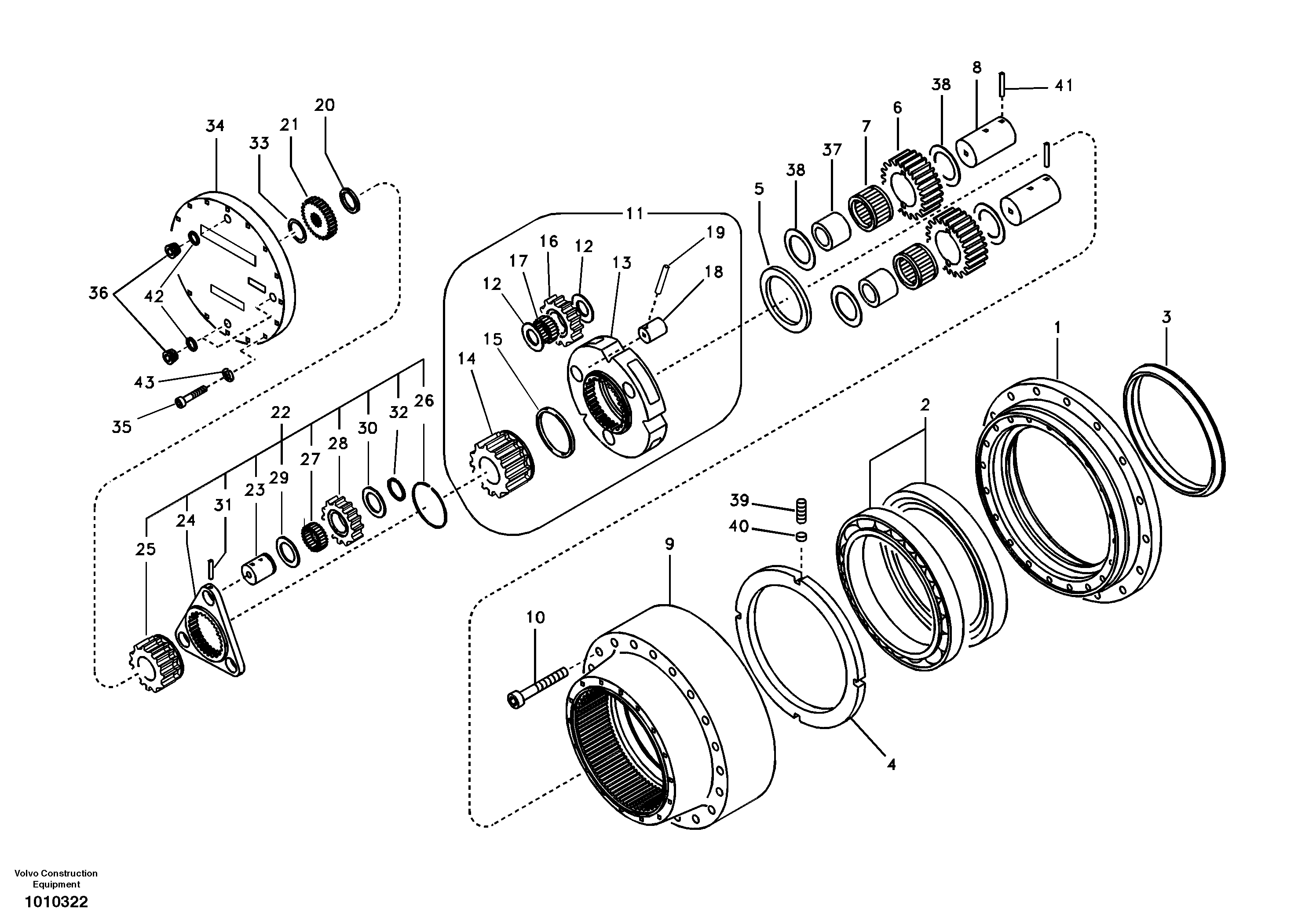 Travel gearbox — volvo parts diagram