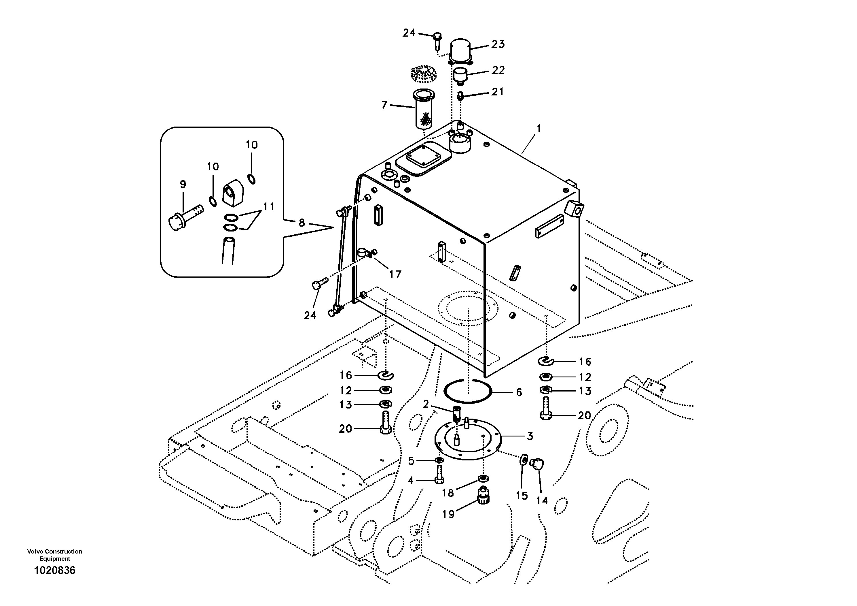 Fuel tank with fitting parts — volvo parts diagram