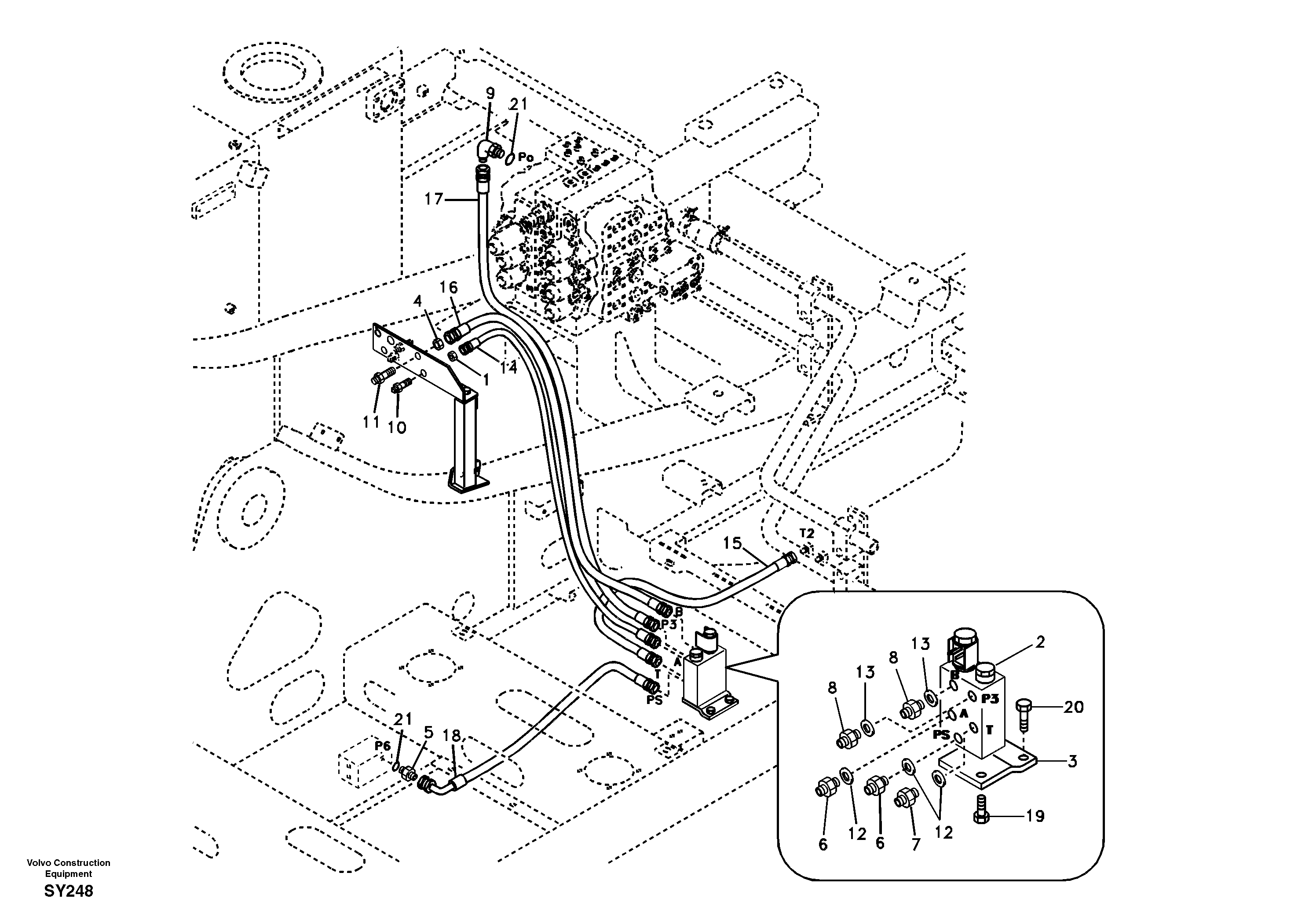 Working hydraulic, quick fit on upper frame — volvo parts diagram
