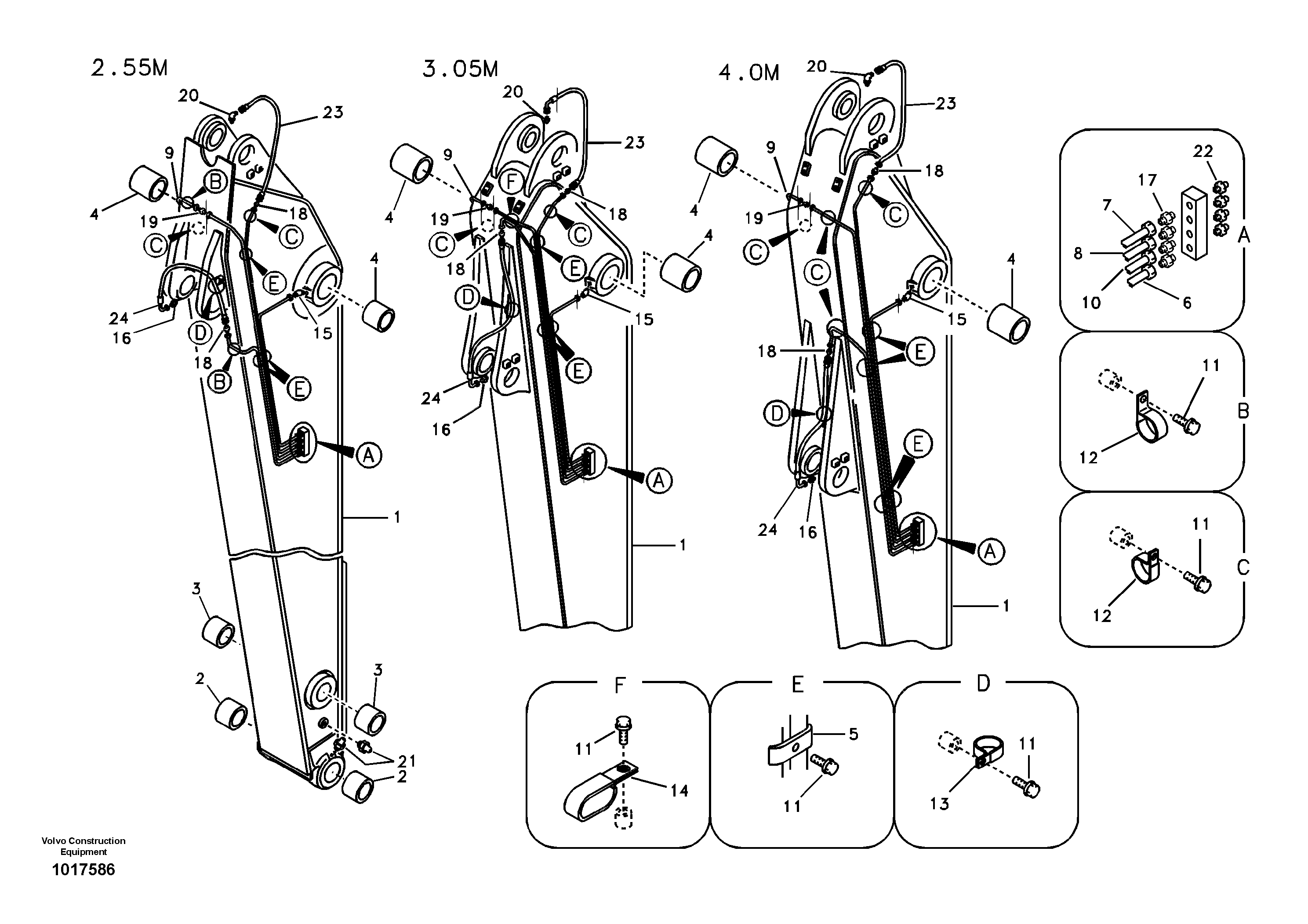 Dipper arm and grease piping with piping seat — volvo parts diagram