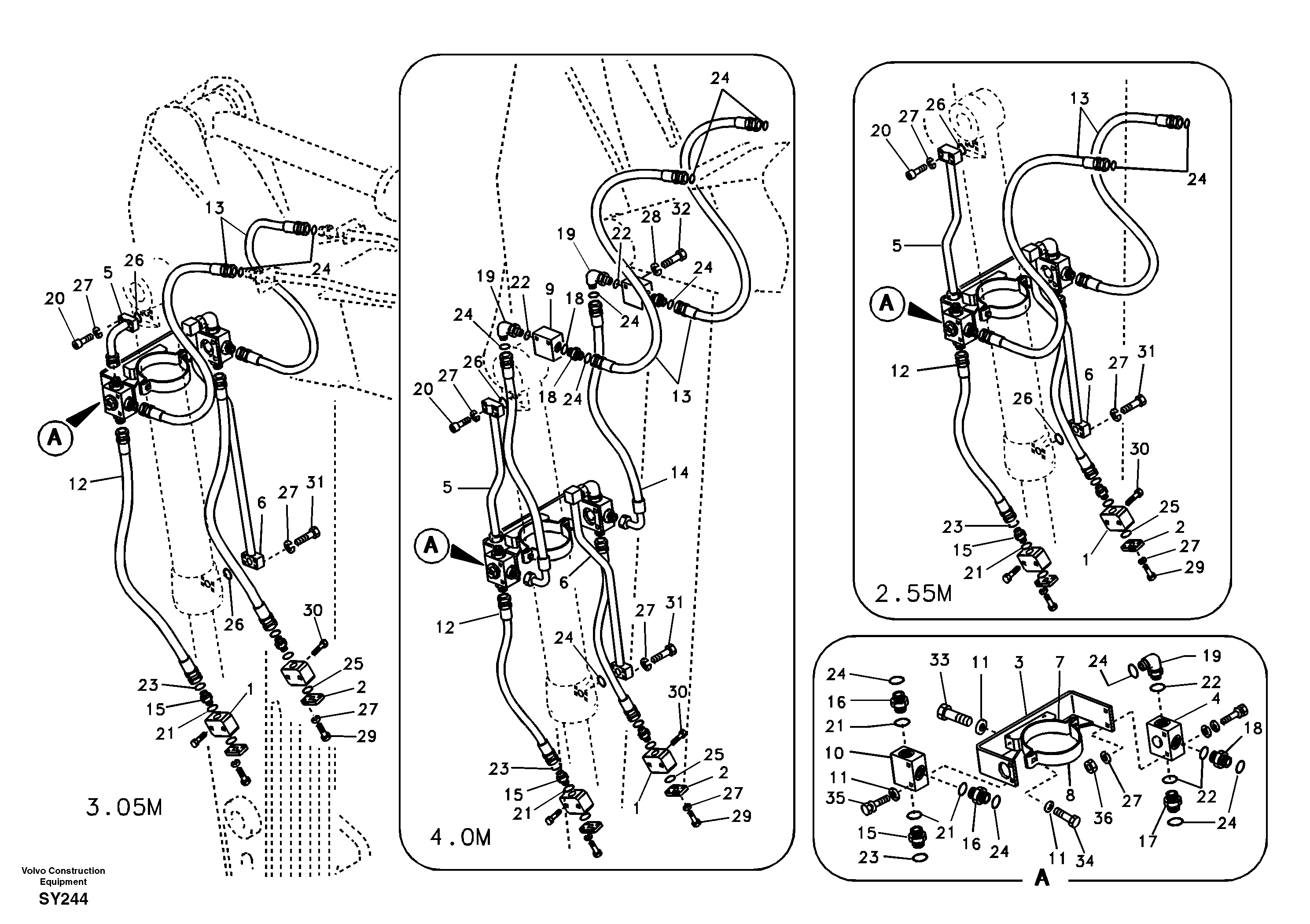 Working hydraulic, clamshell — volvo parts diagram
