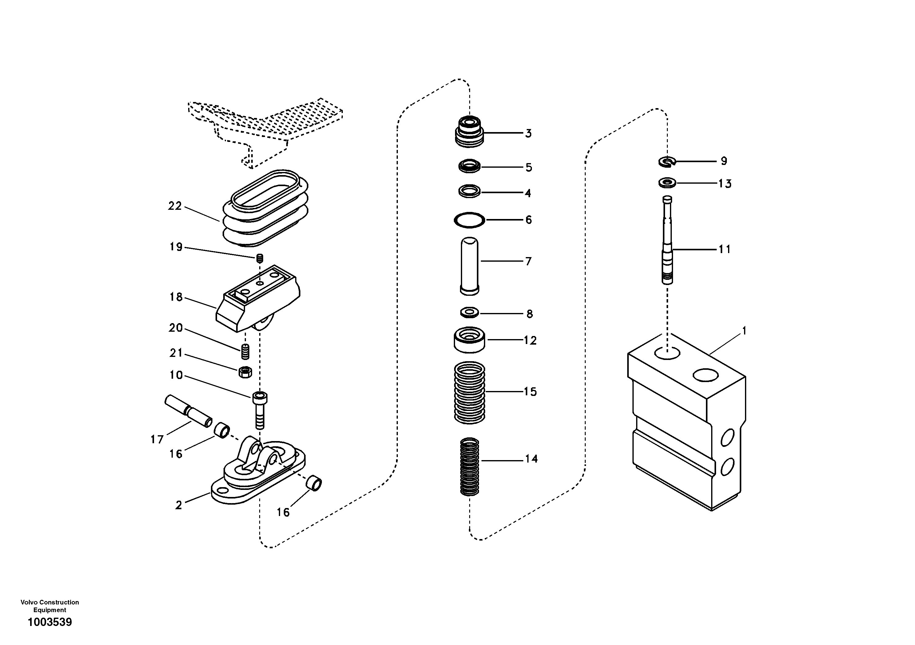 Working hydraulic, remote control valve pedal for adjustable boom — volvo parts diagram