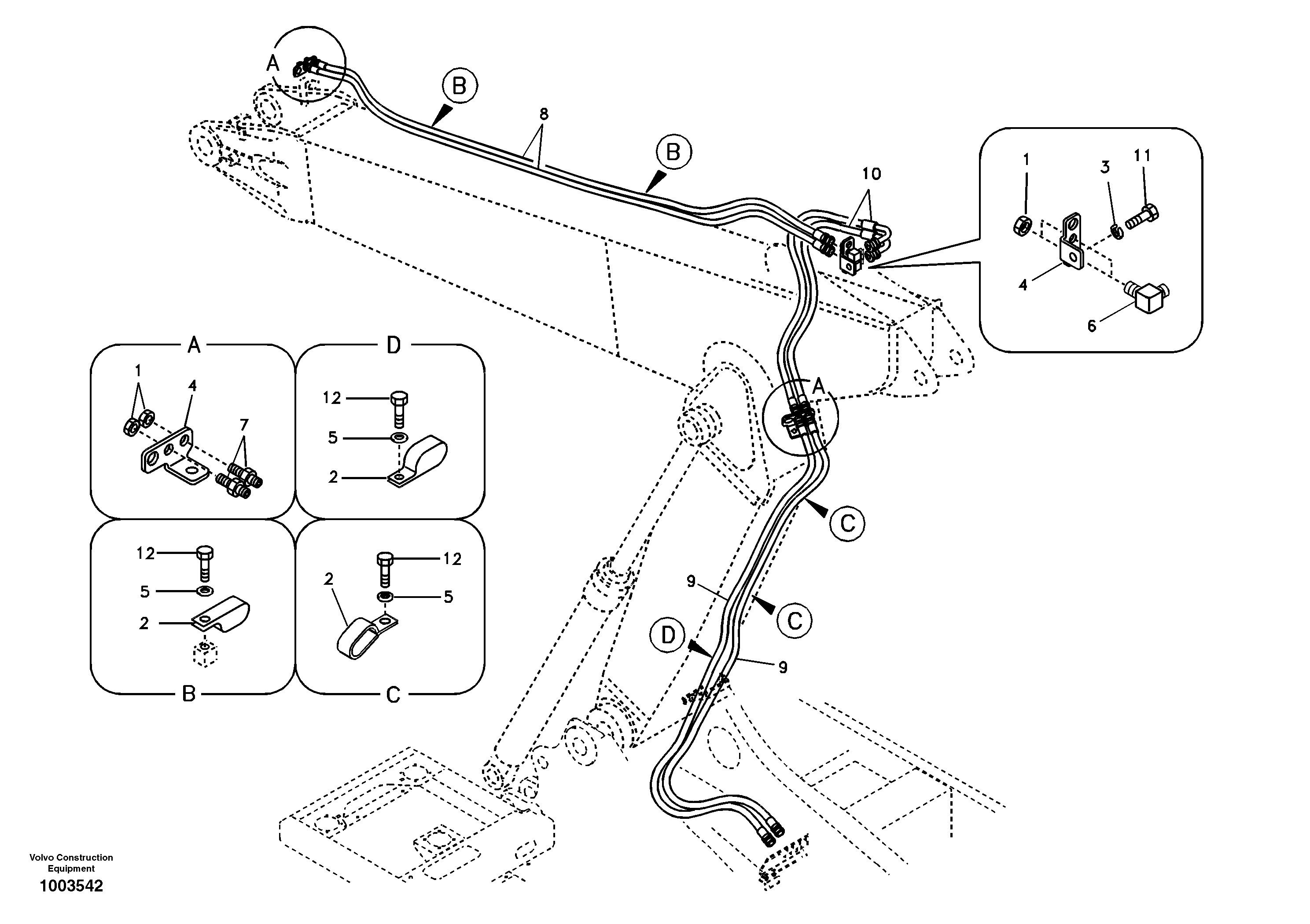Working hydraulic, slope and rotator on adjustable boom — volvo parts diagram