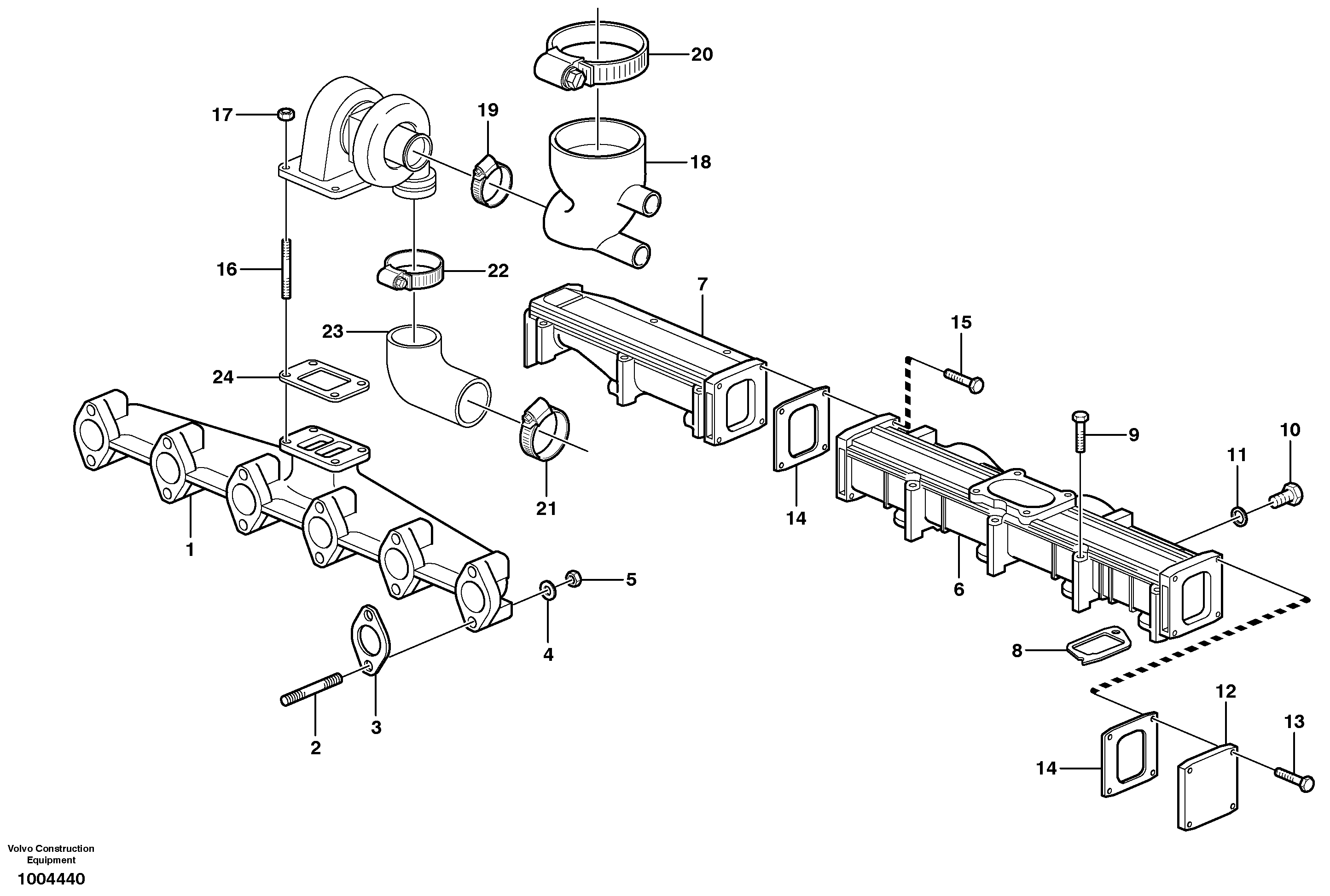 Inlet manifold and exhaust manifold — volvo parts diagram