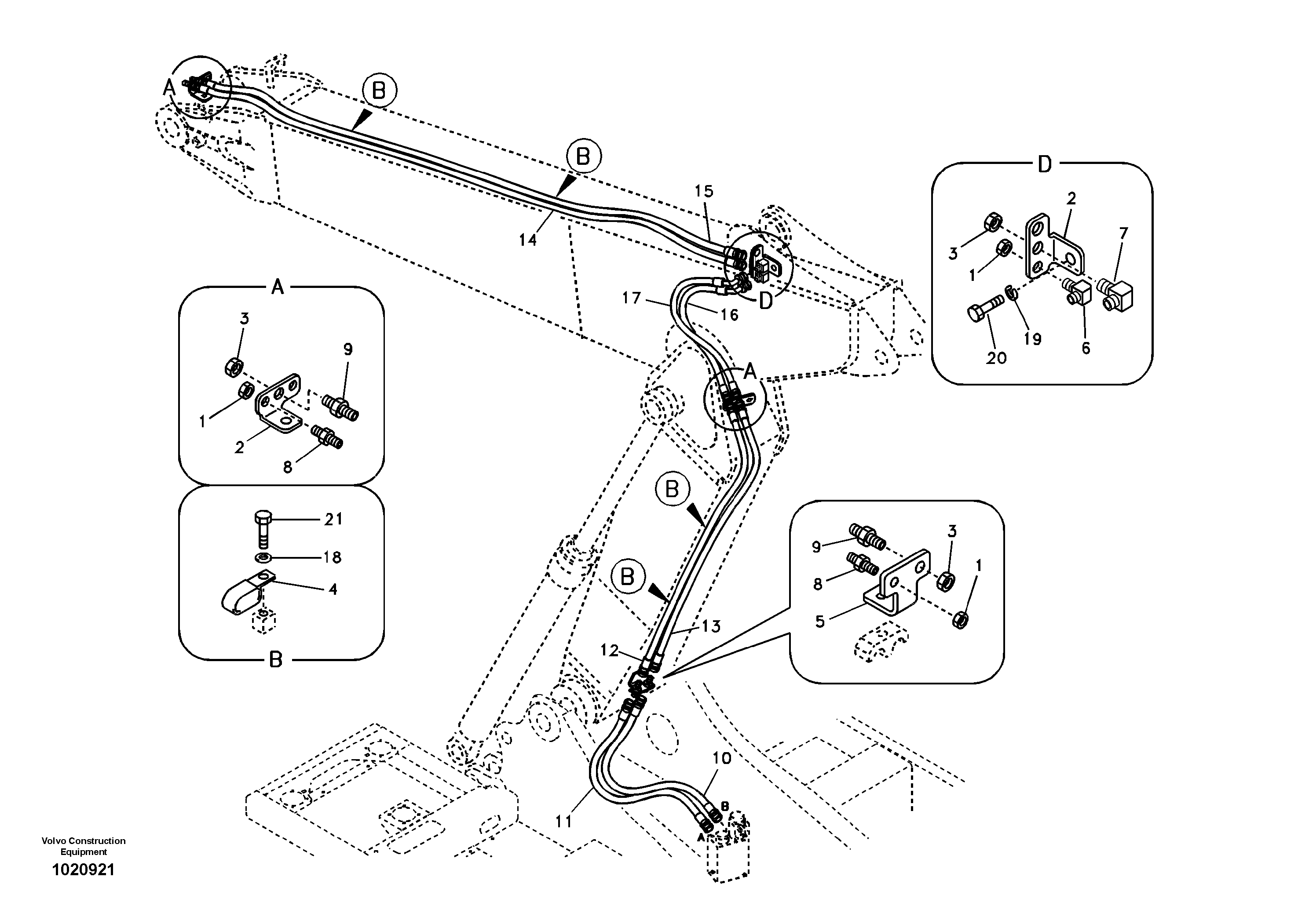 Working hydraulic, quickfit on adjustable boom — volvo parts diagram