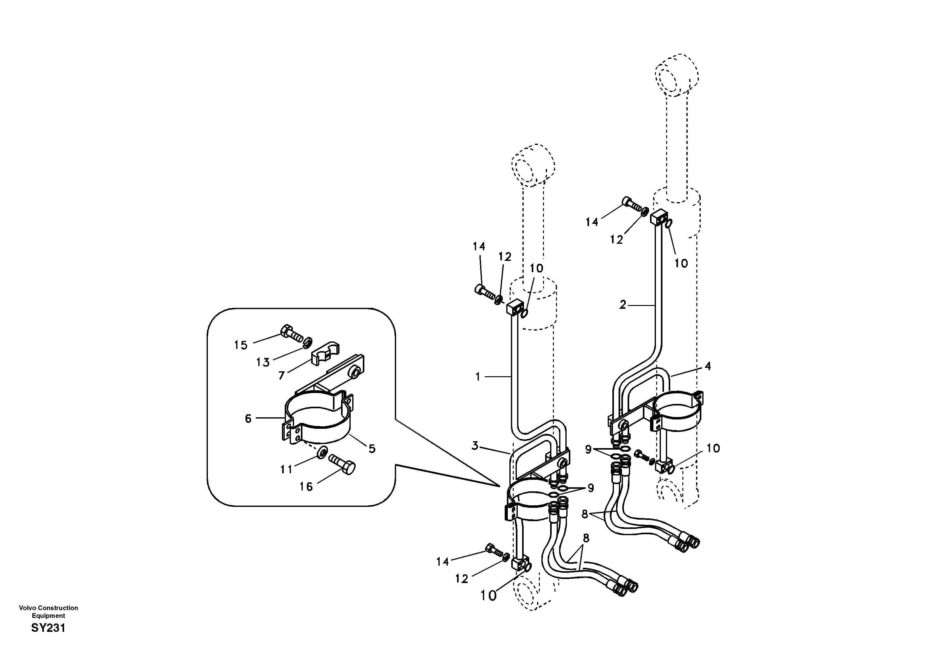 Working hydraulic, boom cylinder — volvo parts diagram