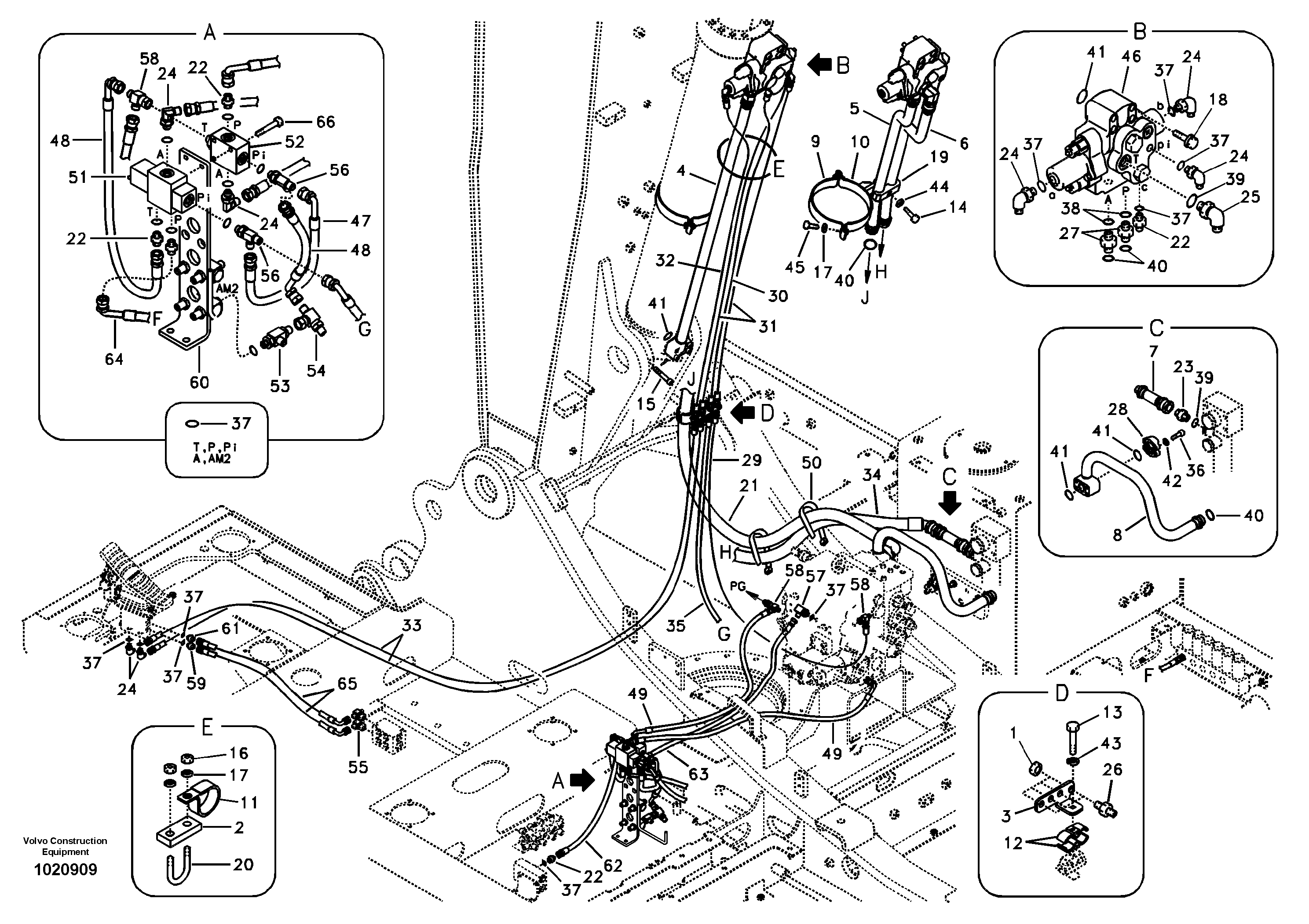 Working hydraulic, 2nd boom cylinder on adjustable boom — volvo parts diagram