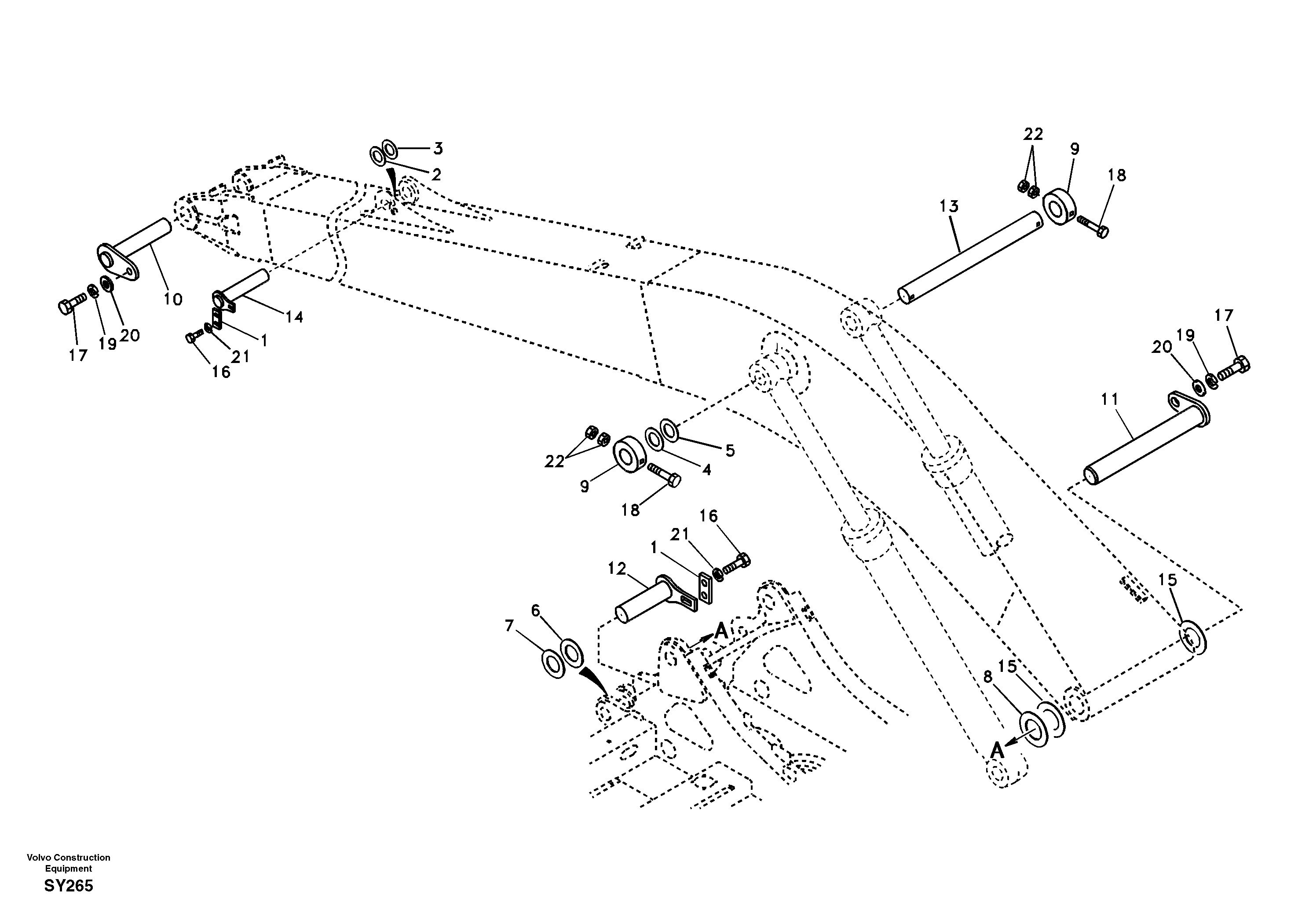 Links to boom, long reach — volvo parts diagram