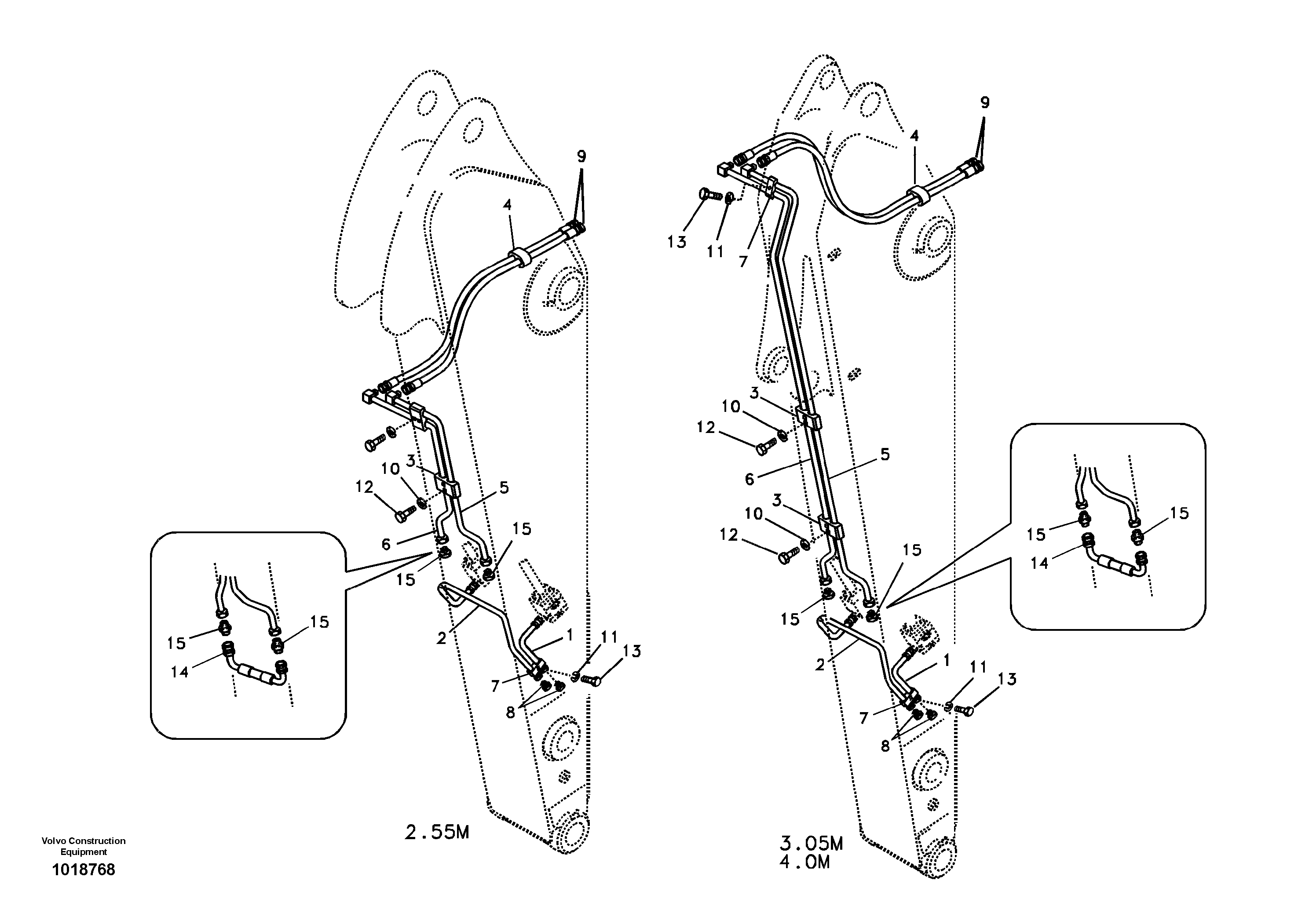 Working hydraulic, slope and rotator on dipper arm — volvo parts diagram