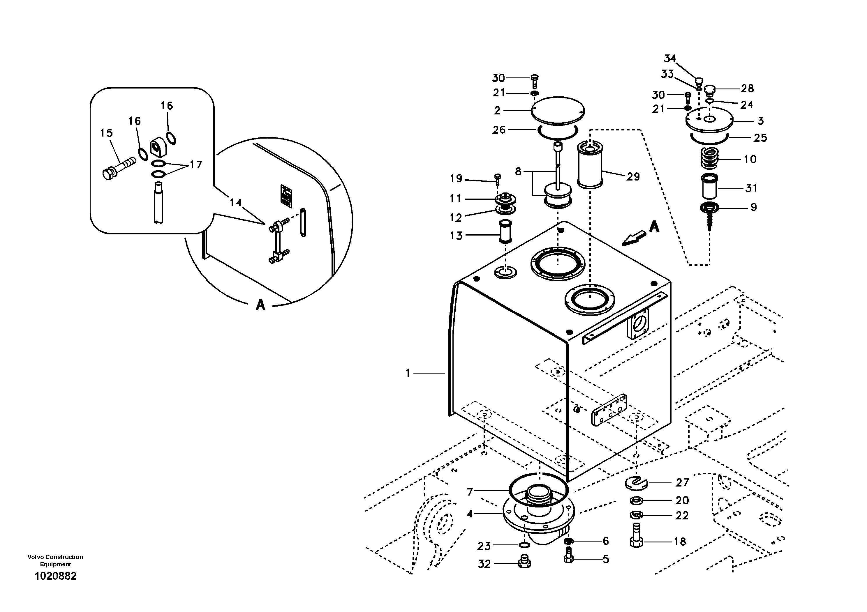 Hydraulic oil tank — volvo parts diagram