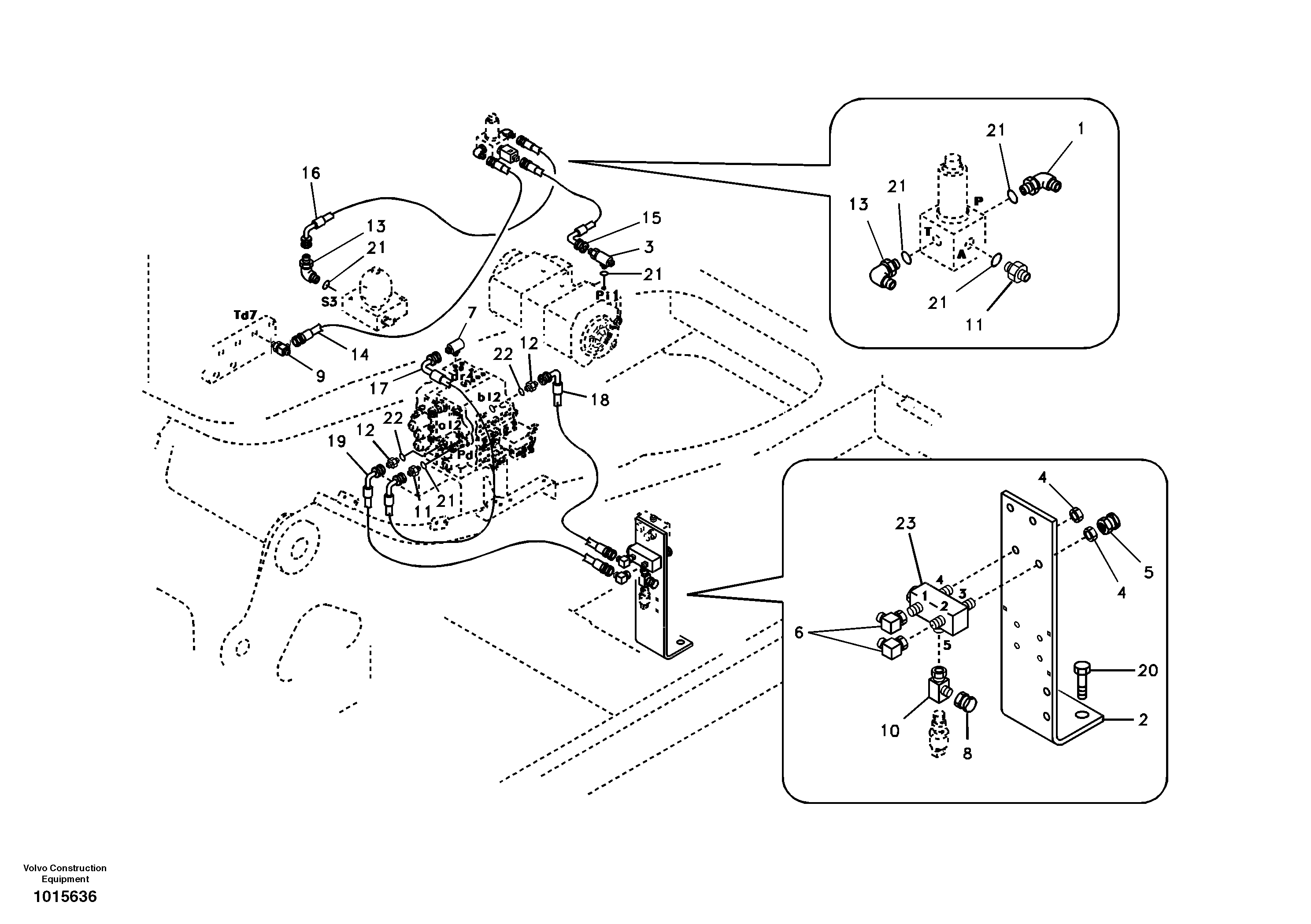 Working hydraulic, hammer and shear for 1st pump flow — volvo parts diagram