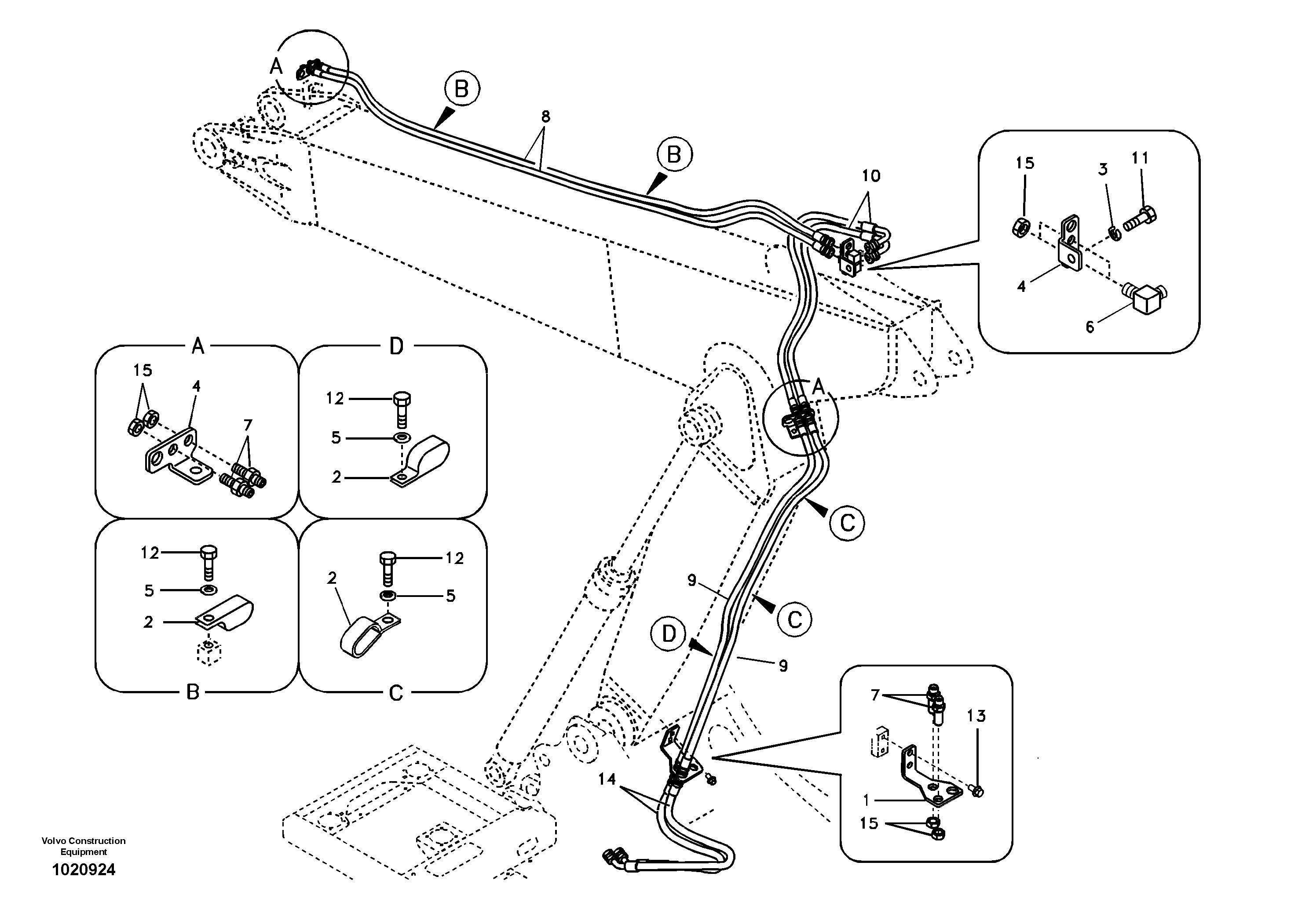 Working hydraulic, slope and rotator on adjustable boom — volvo parts diagram