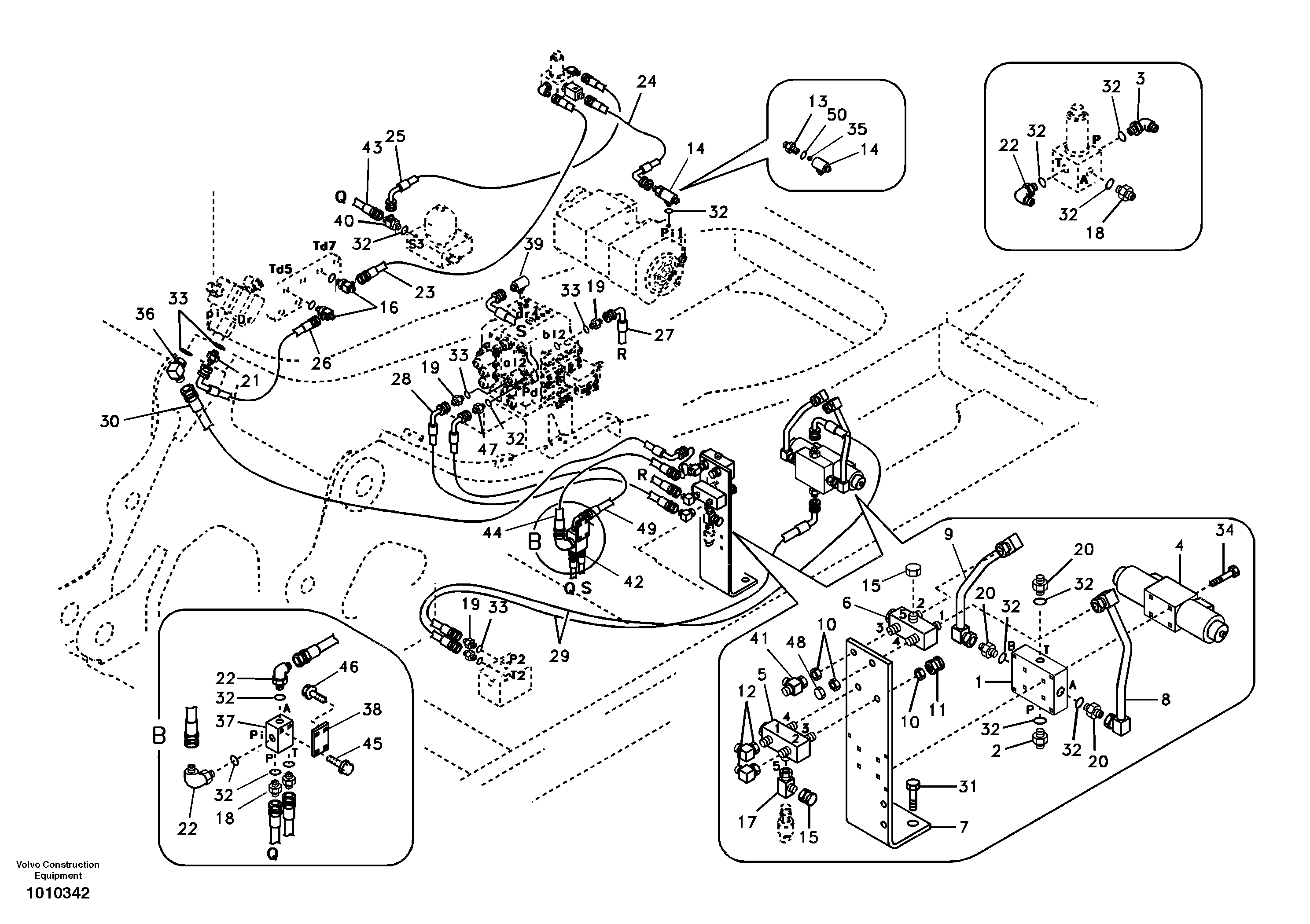 Working hydraulic, hammer and shear for 1st pump flow — volvo parts diagram