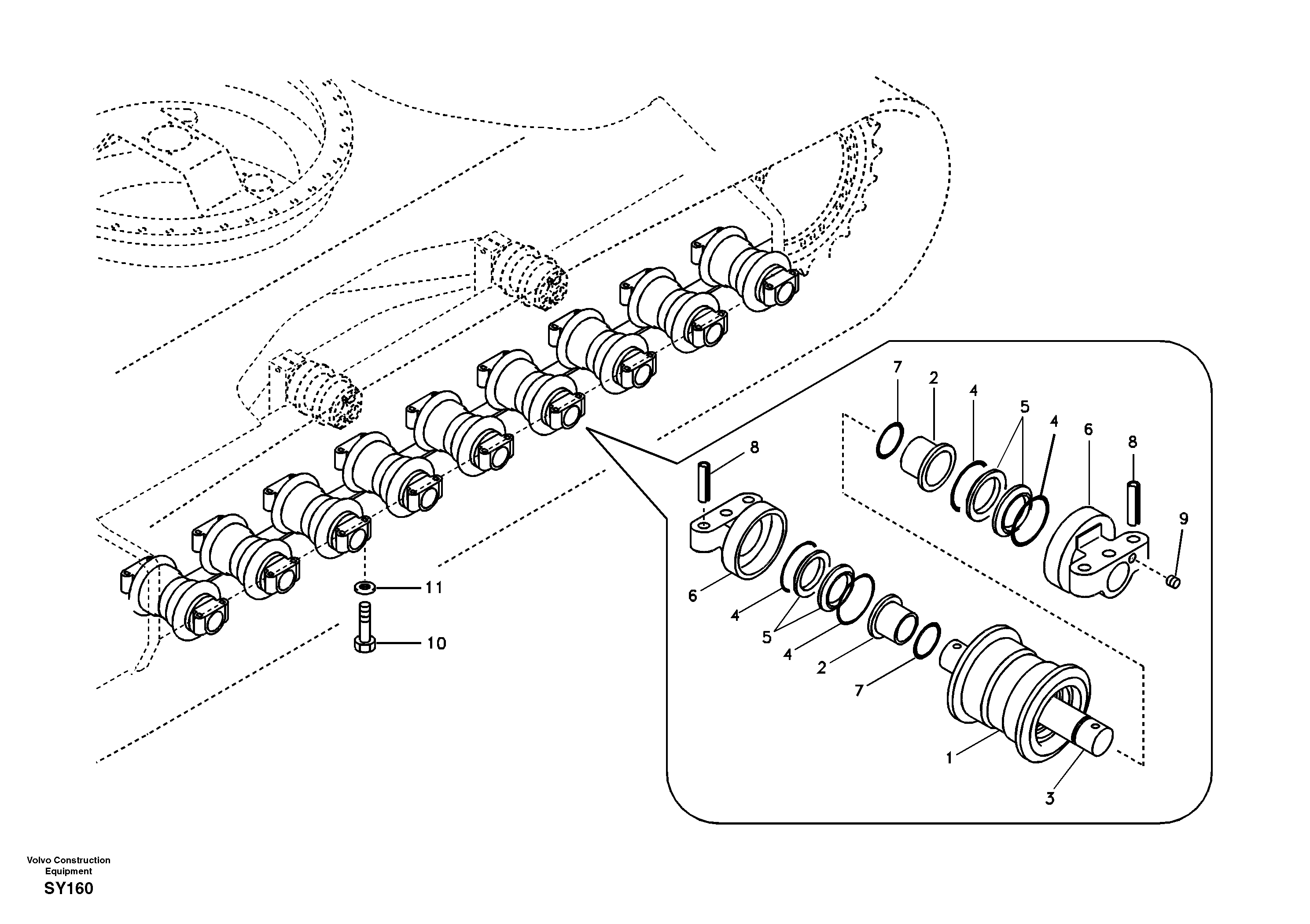 Bottom roller — volvo parts diagram