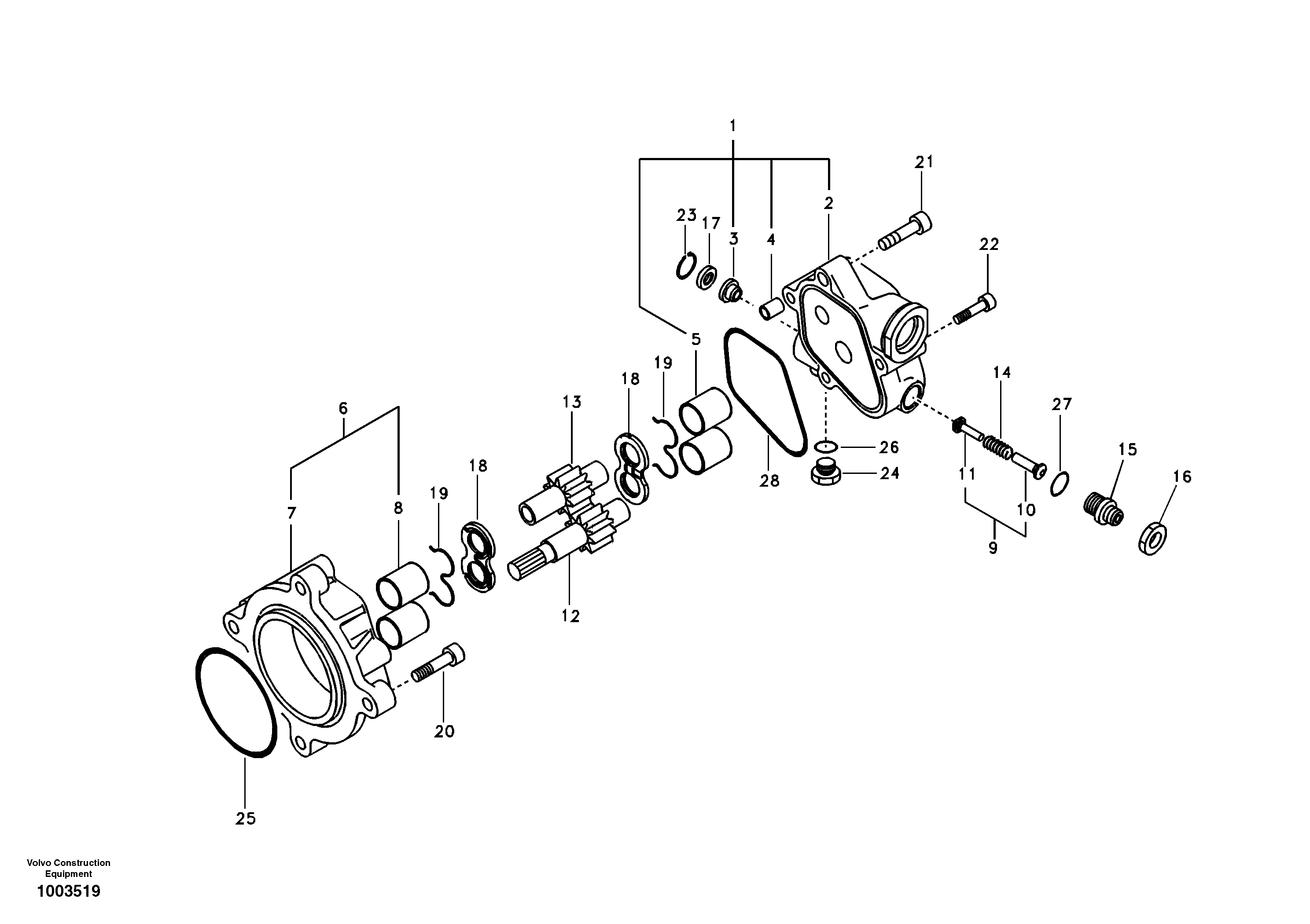 Hydraulic gear pump — volvo parts diagram
