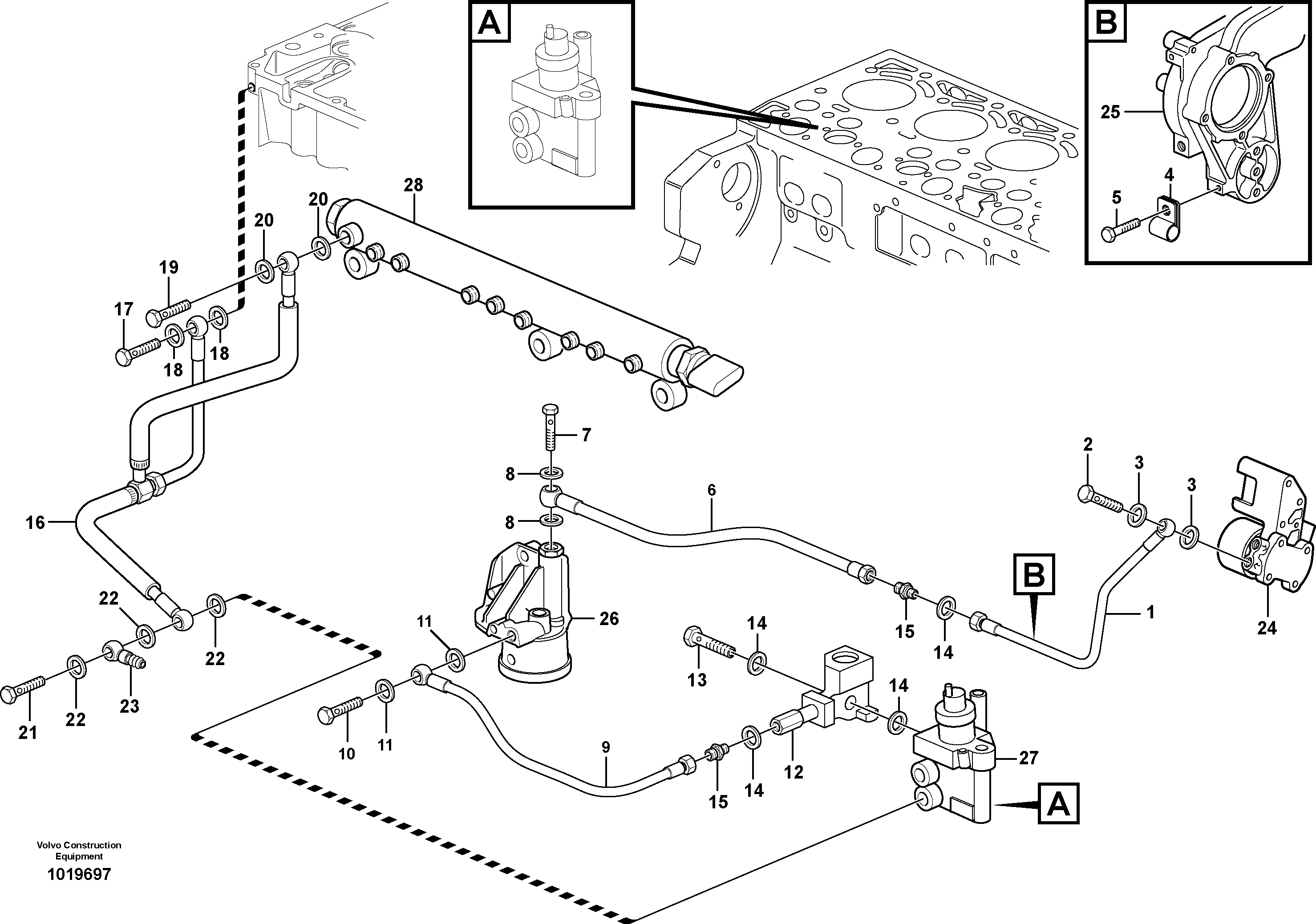 Fuel pipes, fuel pump — volvo parts diagram