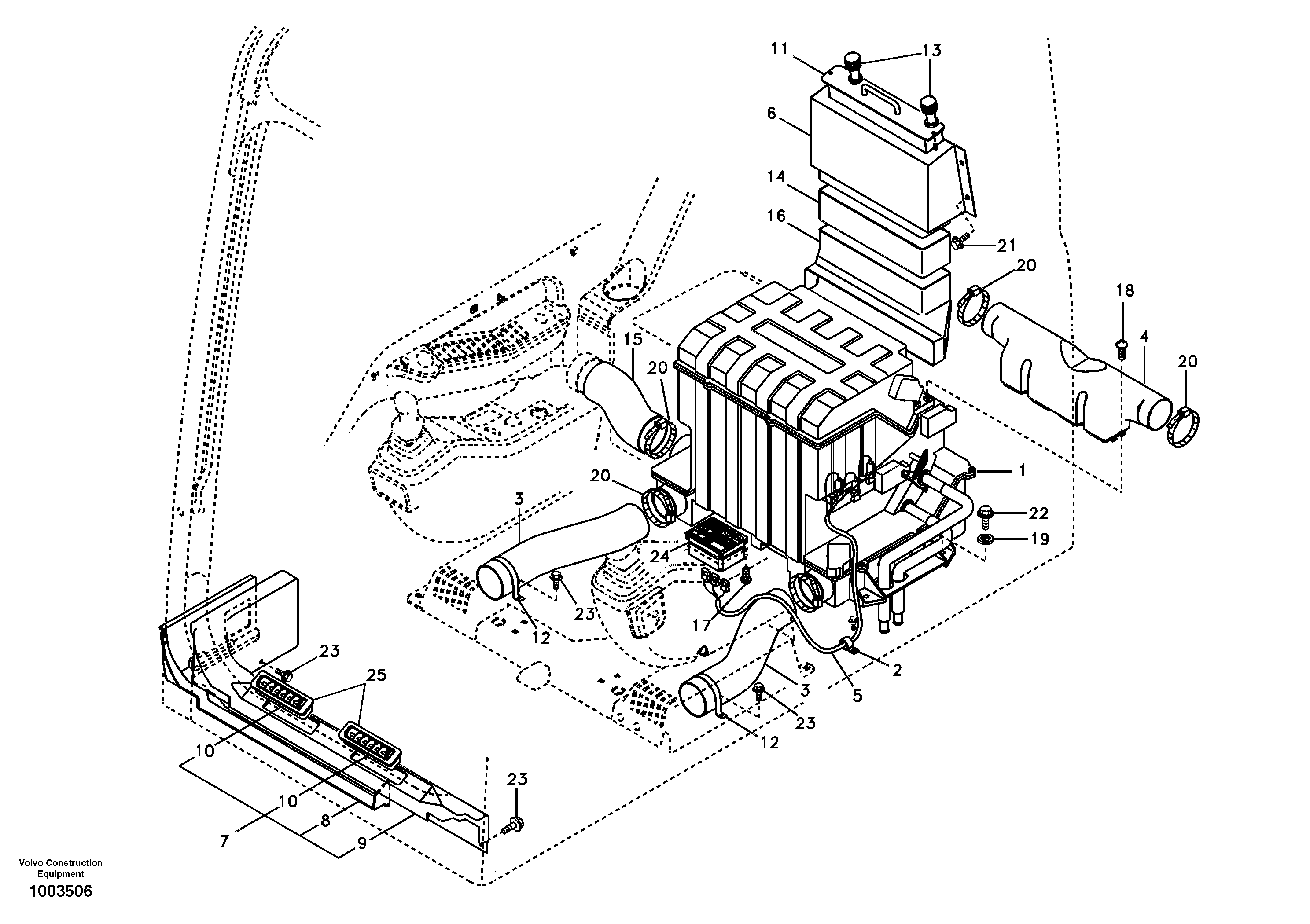 Air duct in cabin and cabin floor — volvo parts diagram