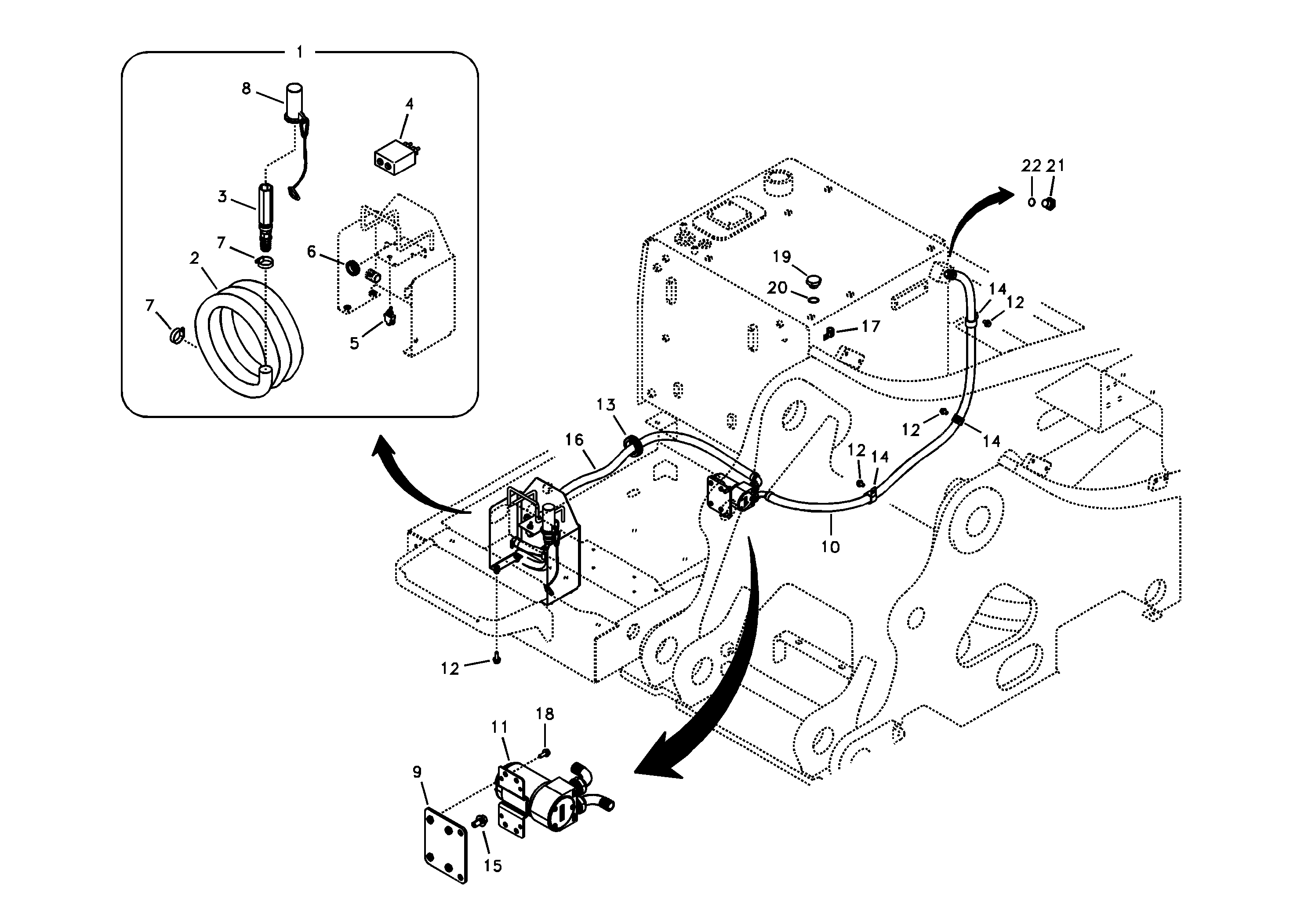 Fuel filling pump with assembling details — volvo parts diagram