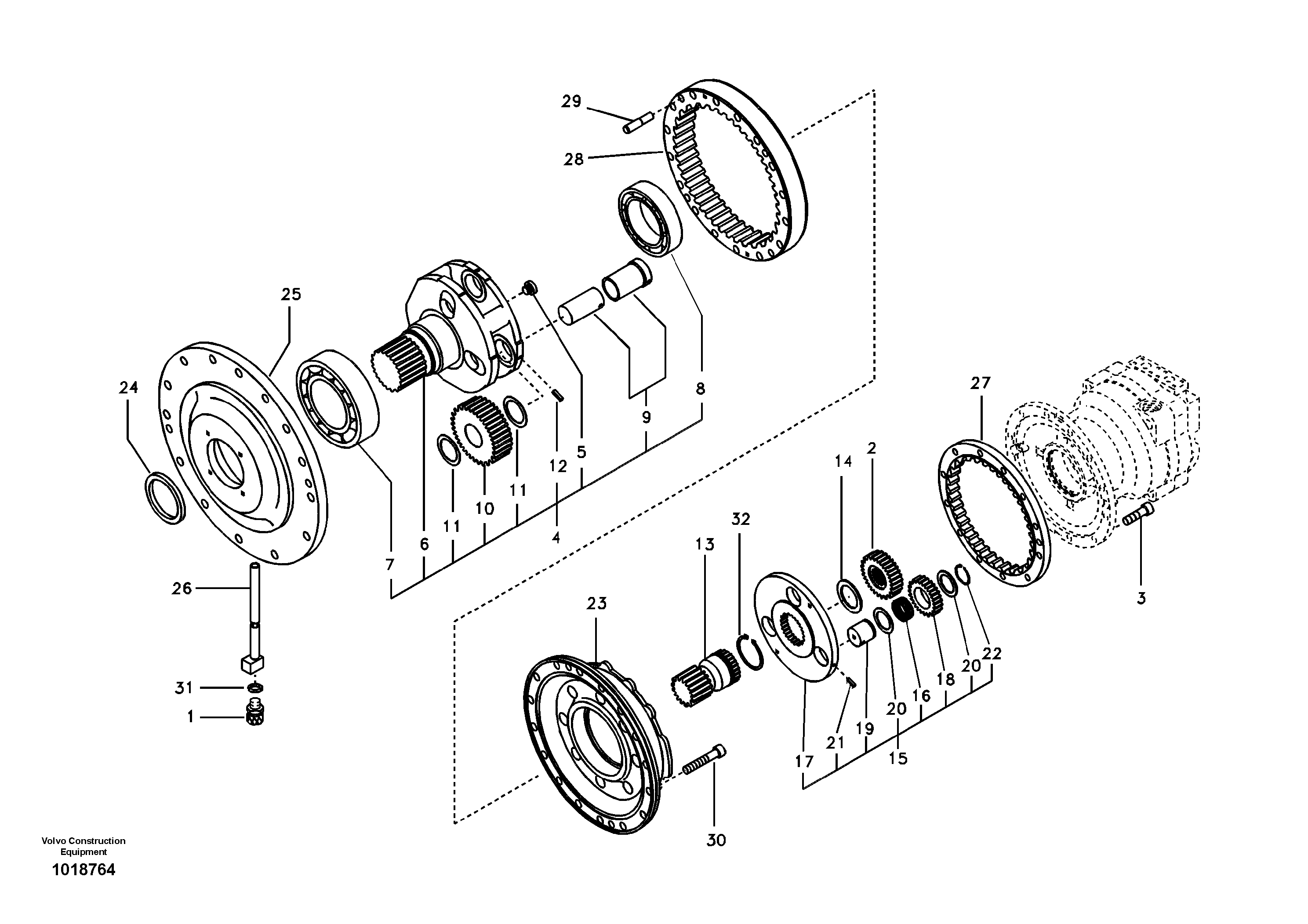 Swing gearbox — volvo parts diagram