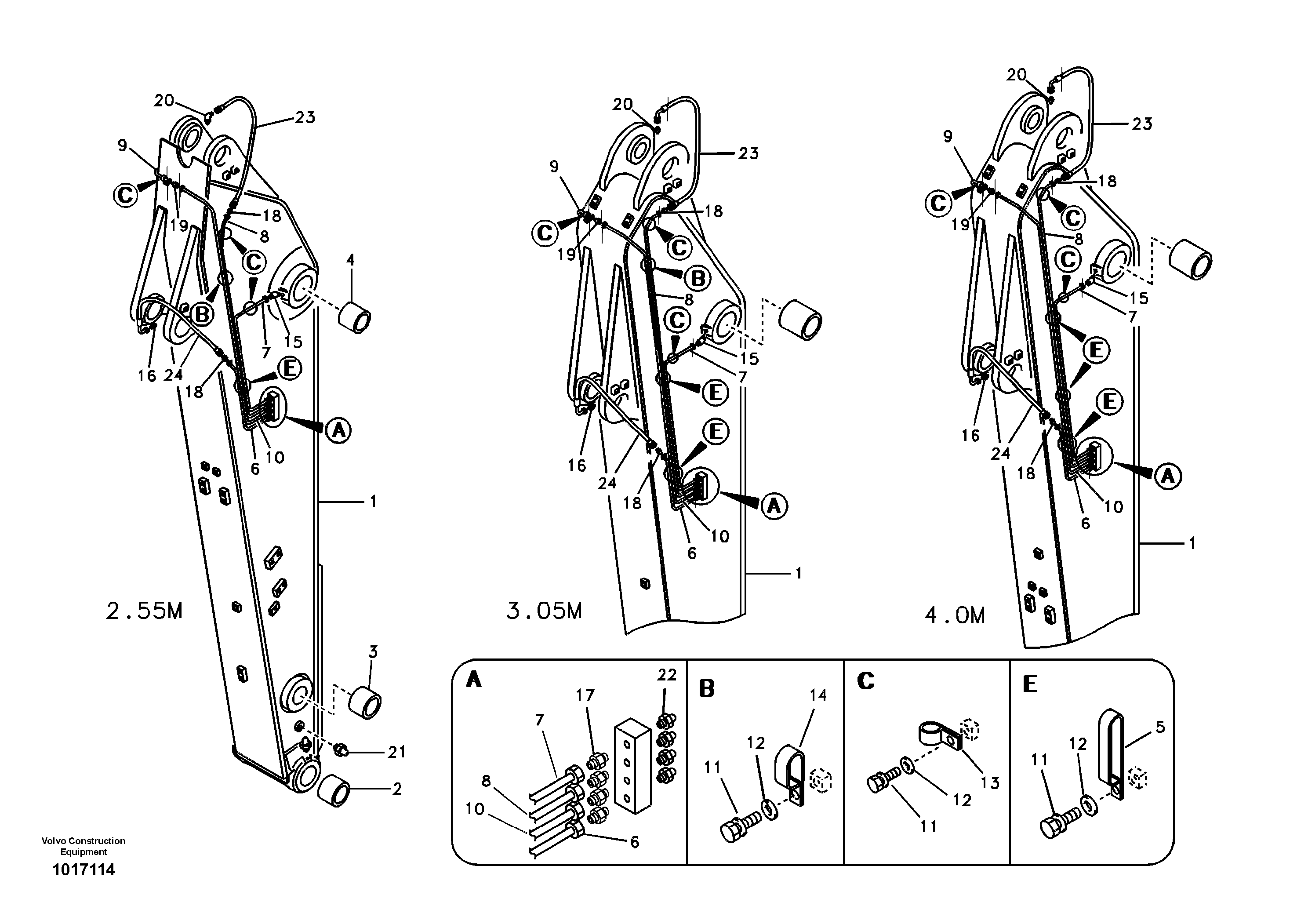 Dipper arm and grease piping with piping seat — volvo parts diagram