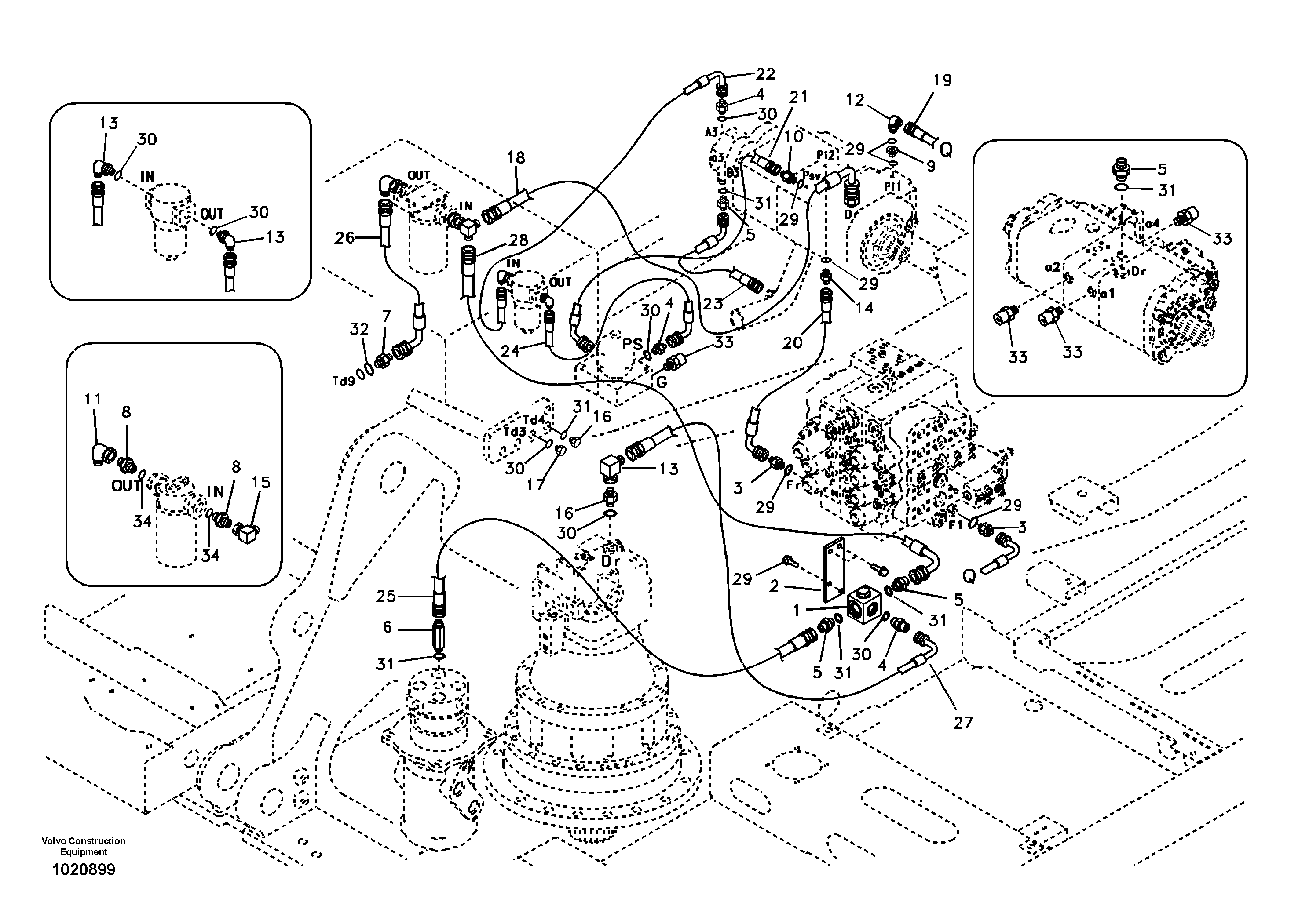 Servo system, pump piping and filter mount. — volvo parts diagram