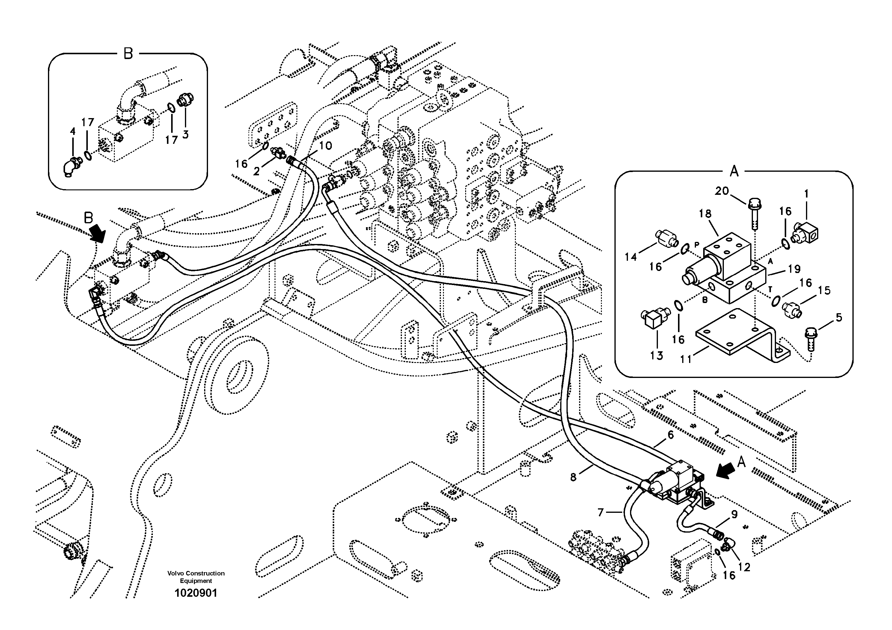 Servo system, control valve to solenoid valve — volvo parts diagram