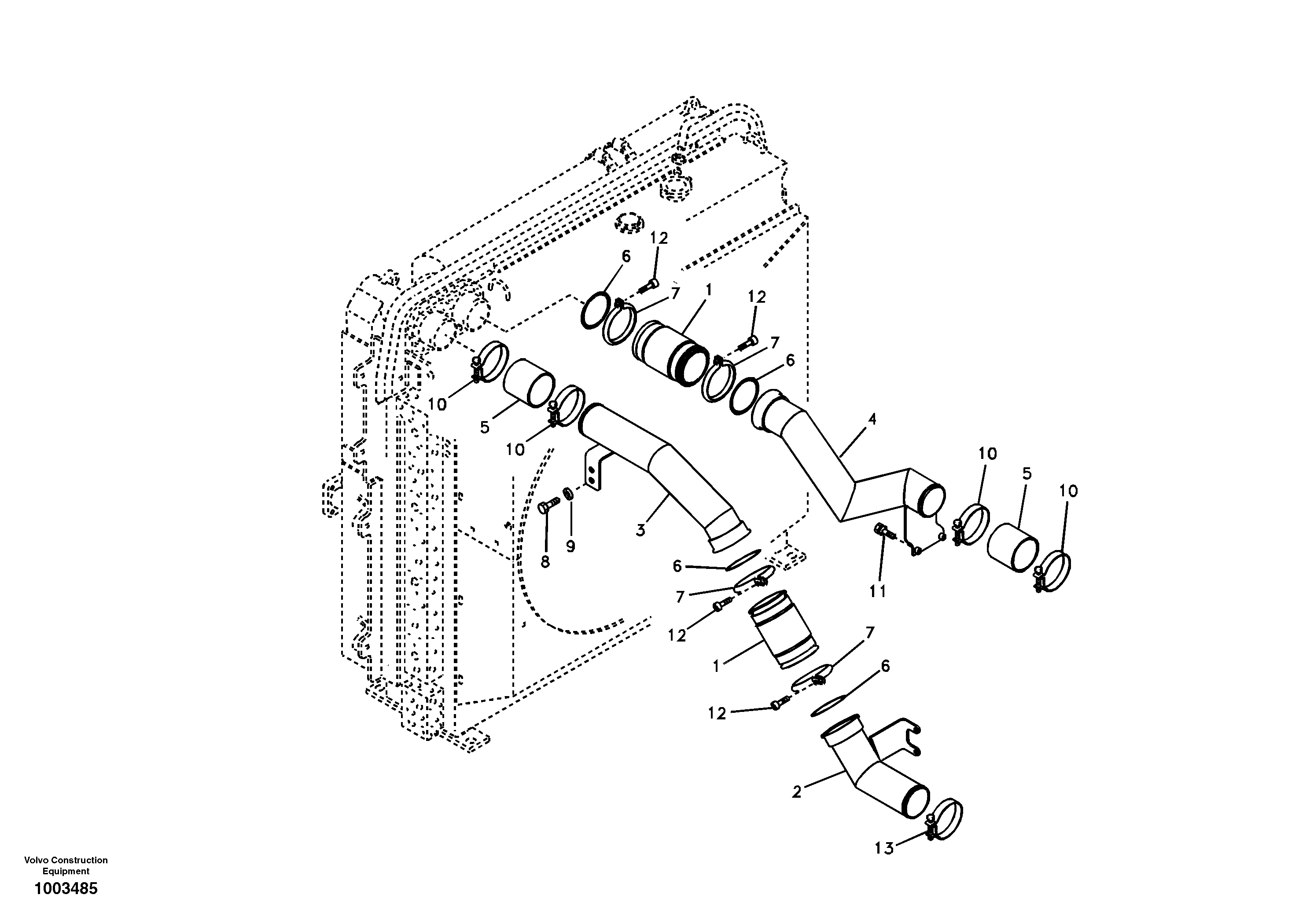 Charge air cooler, plumbing — volvo parts diagram