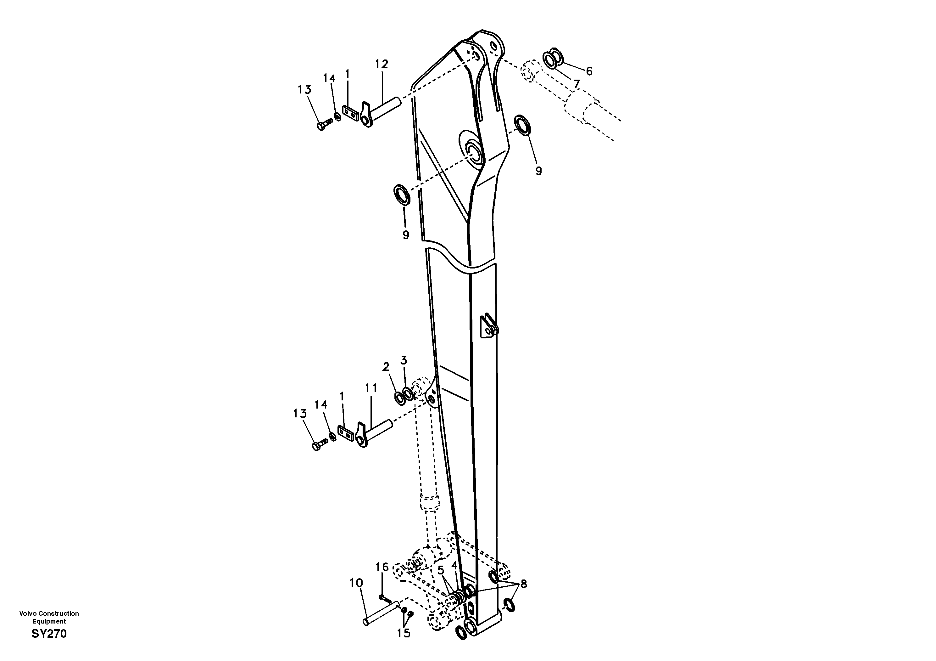 Links to dipper arm, long reach — volvo parts diagram