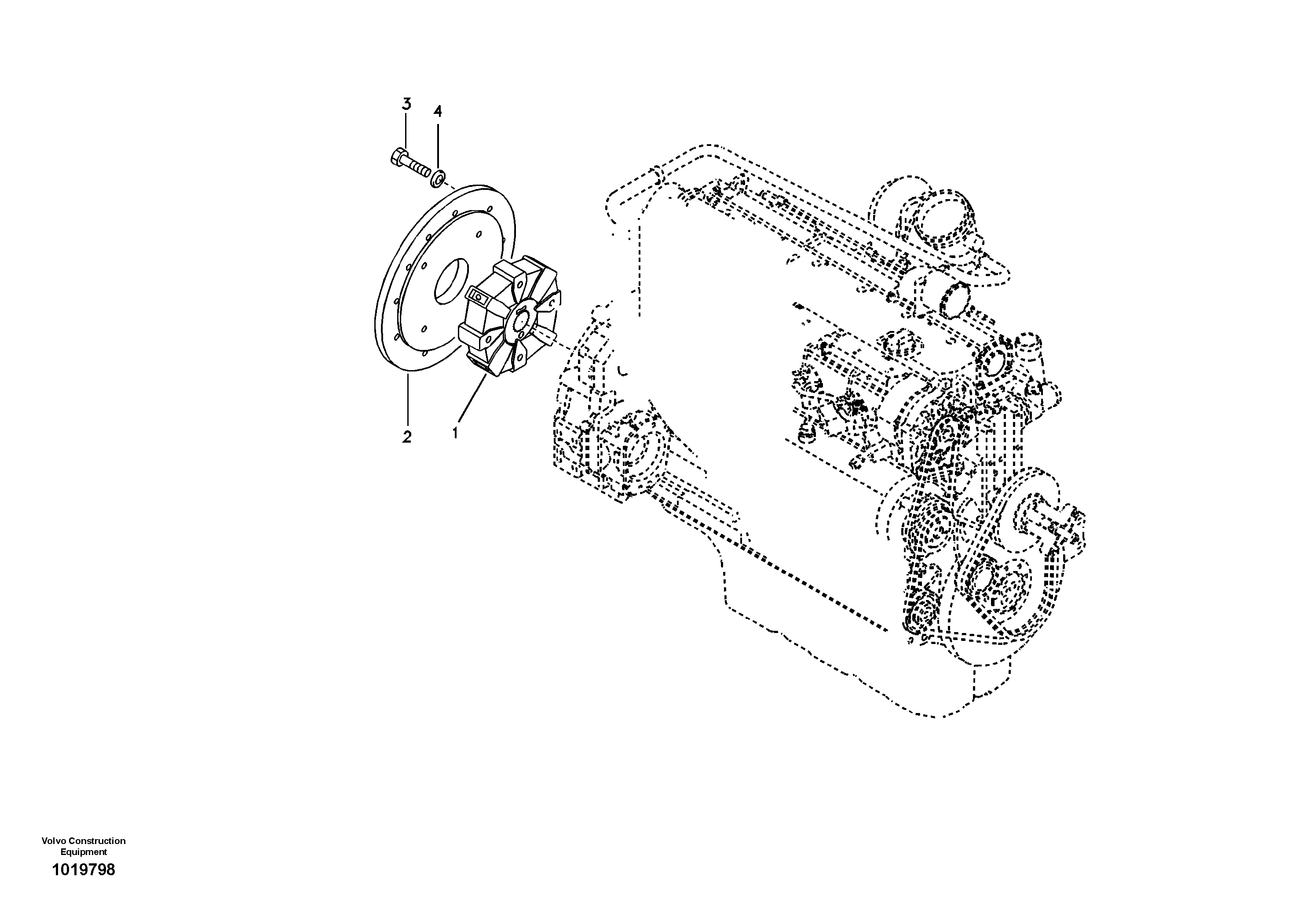 Pump gearbox with assembling parts — volvo parts diagram
