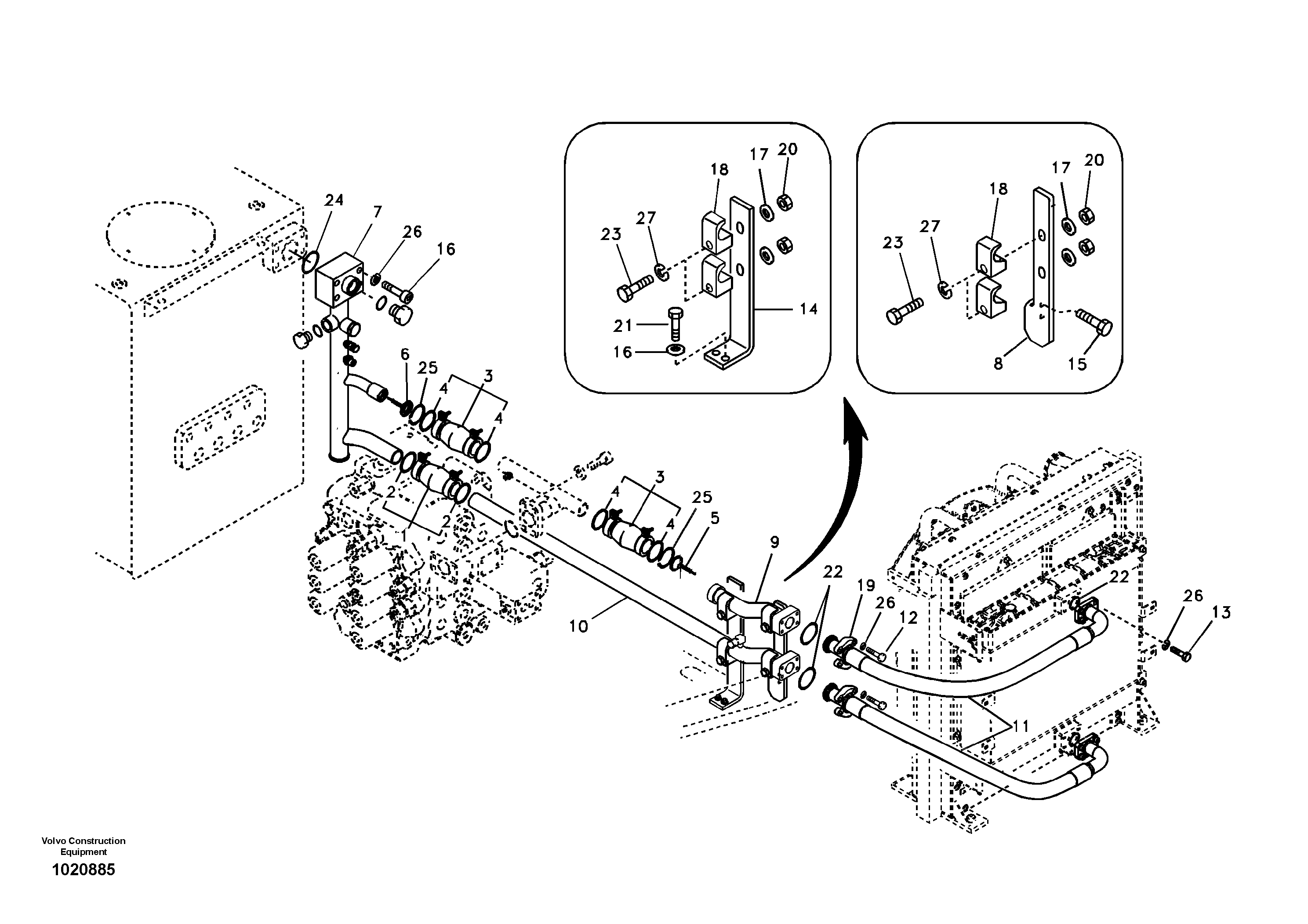 Hydraulic system, hydraulic tank to hydraulic pump — volvo parts diagram
