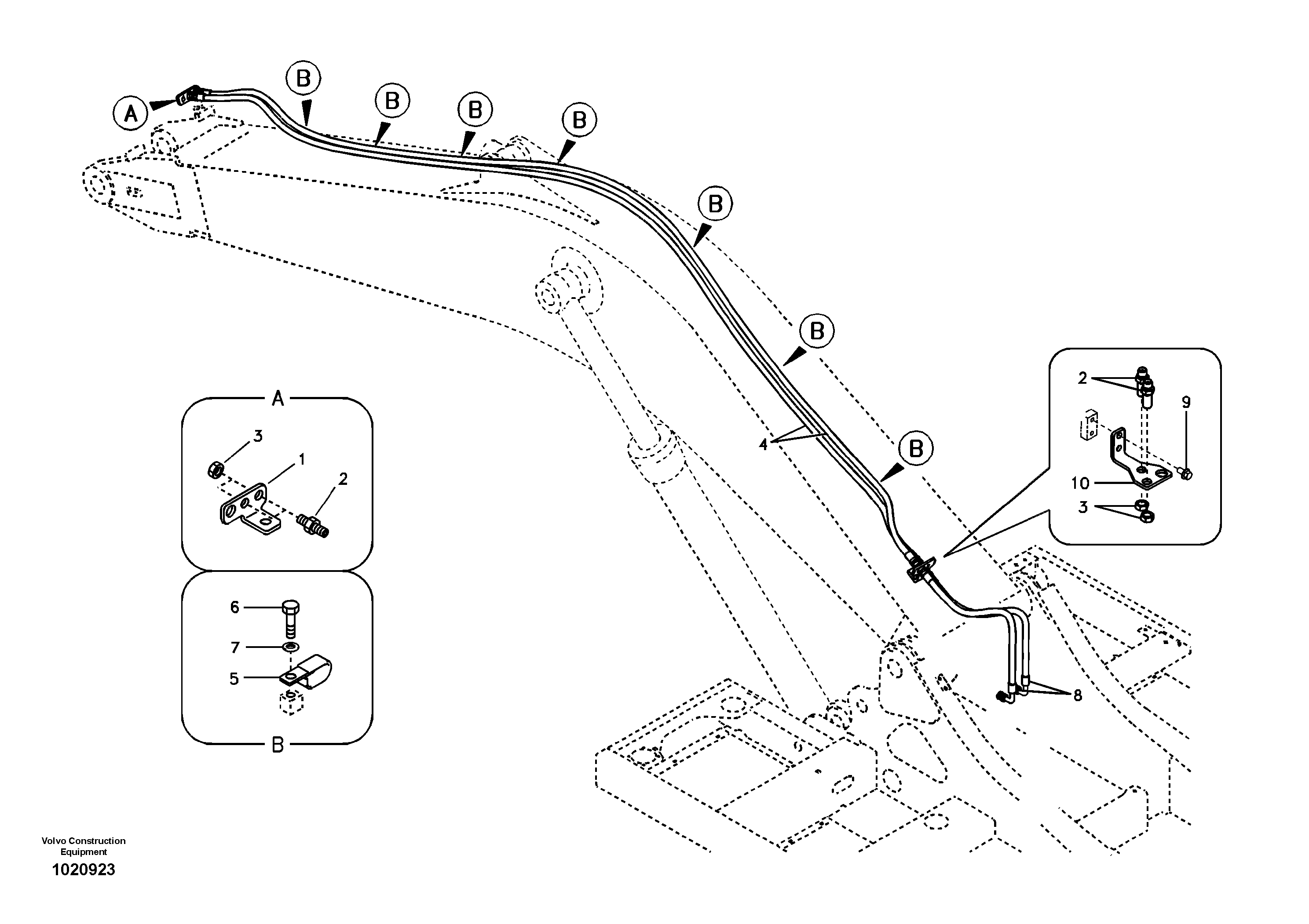 Working hydraulic, slope and rotator on boom — volvo parts diagram