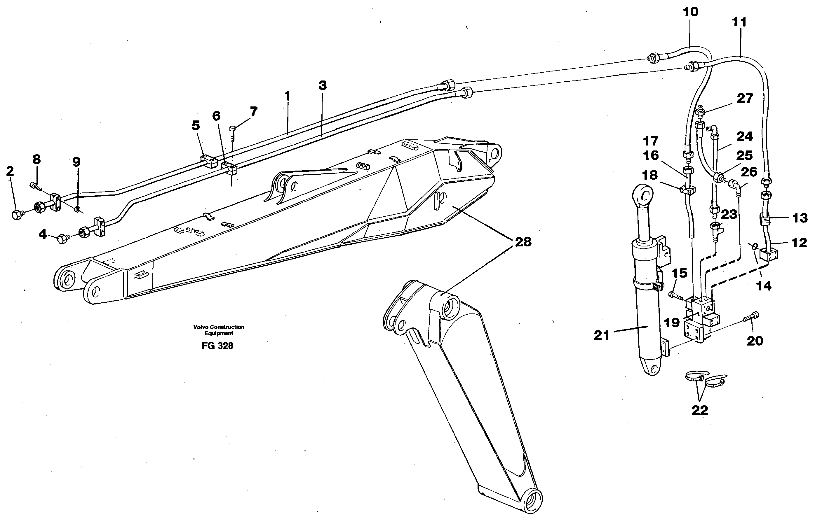 Hydraulic hammer equipment,adjustable boom  14253462 — volvo parts diagram
