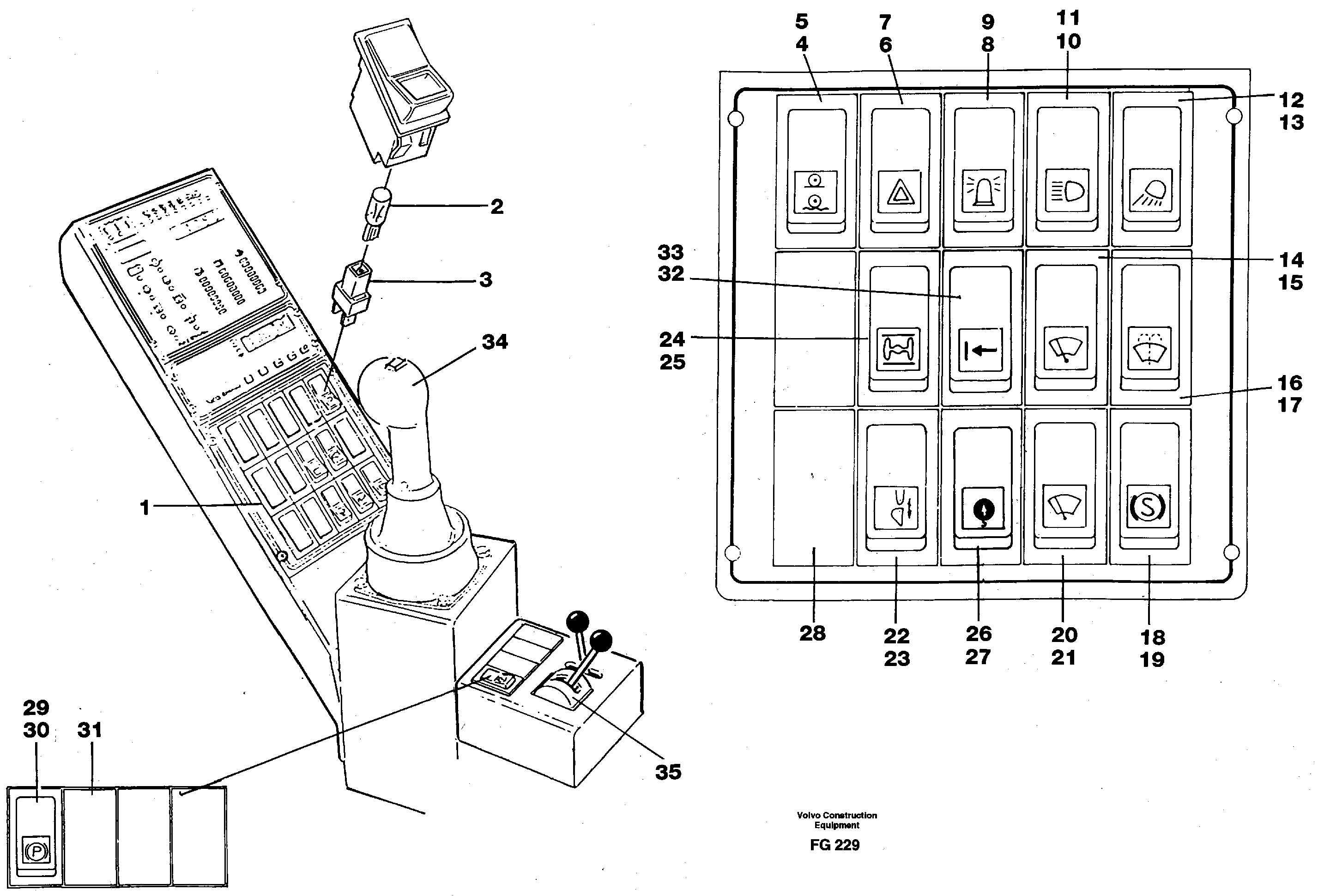 Rocker switch panel — volvo parts diagram