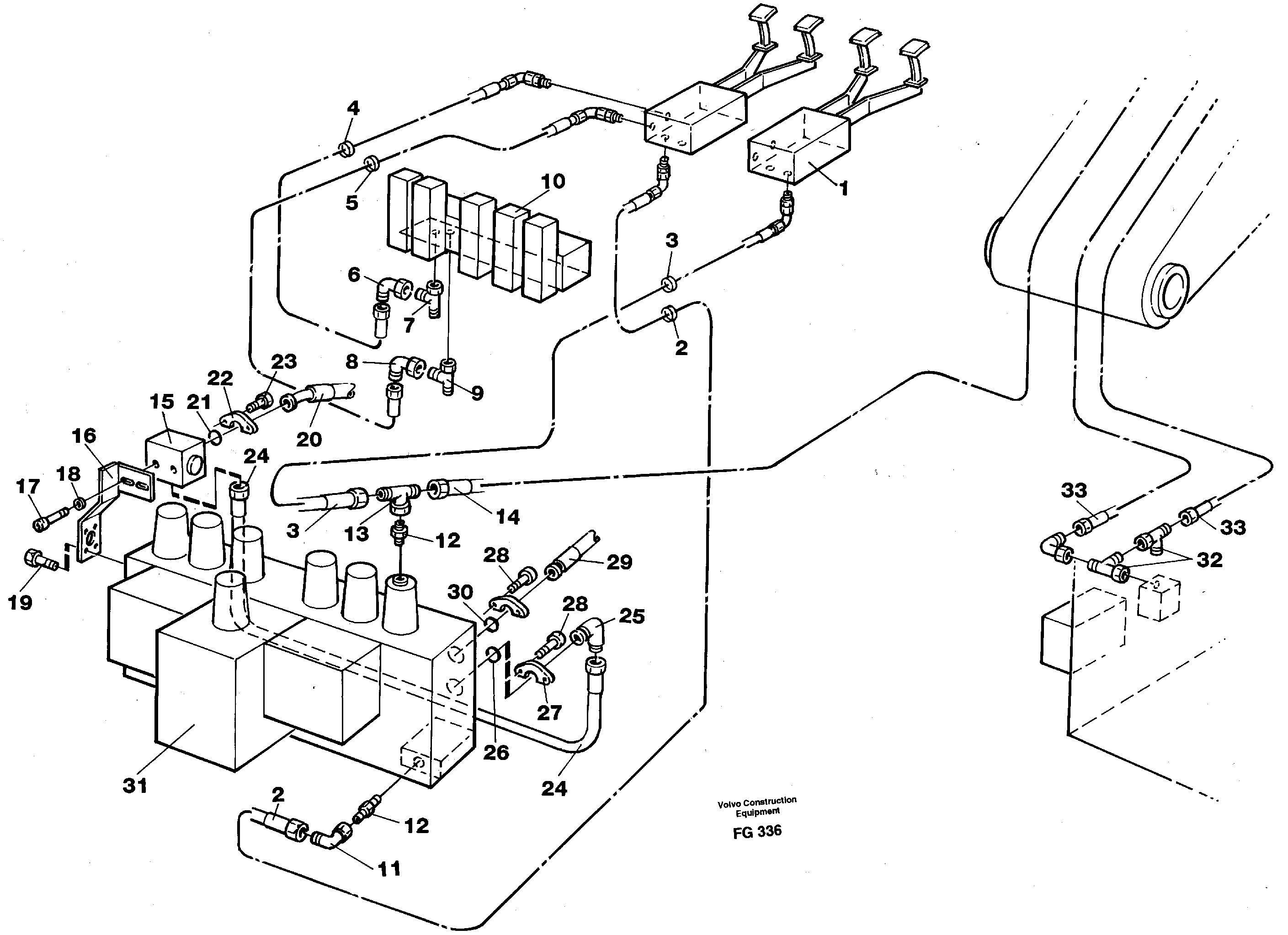 Hydraulic system adjustable boom in base machine  14267962 — volvo parts diagram