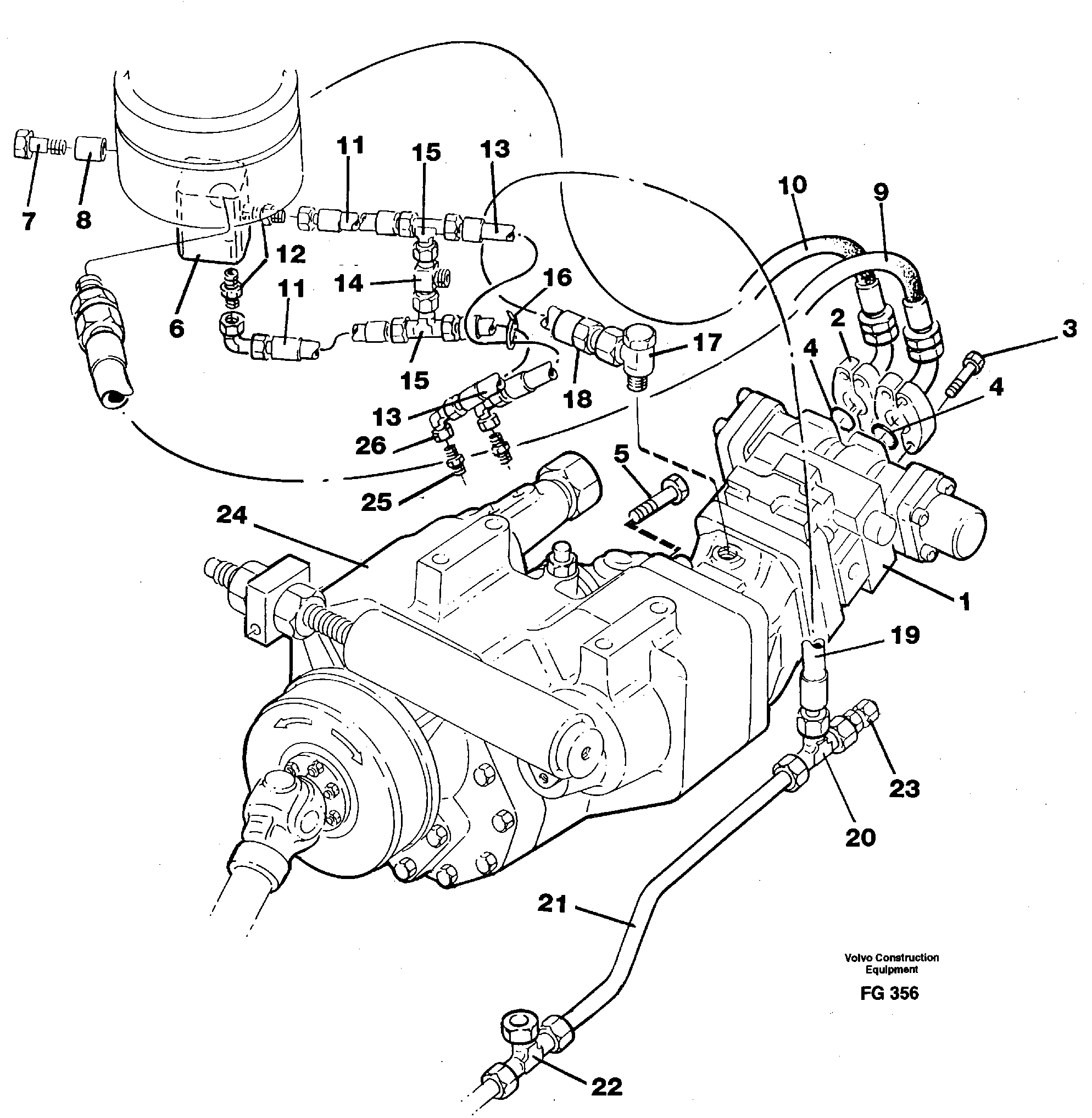 Hydraulic system, transport in undercarrige — volvo parts diagram
