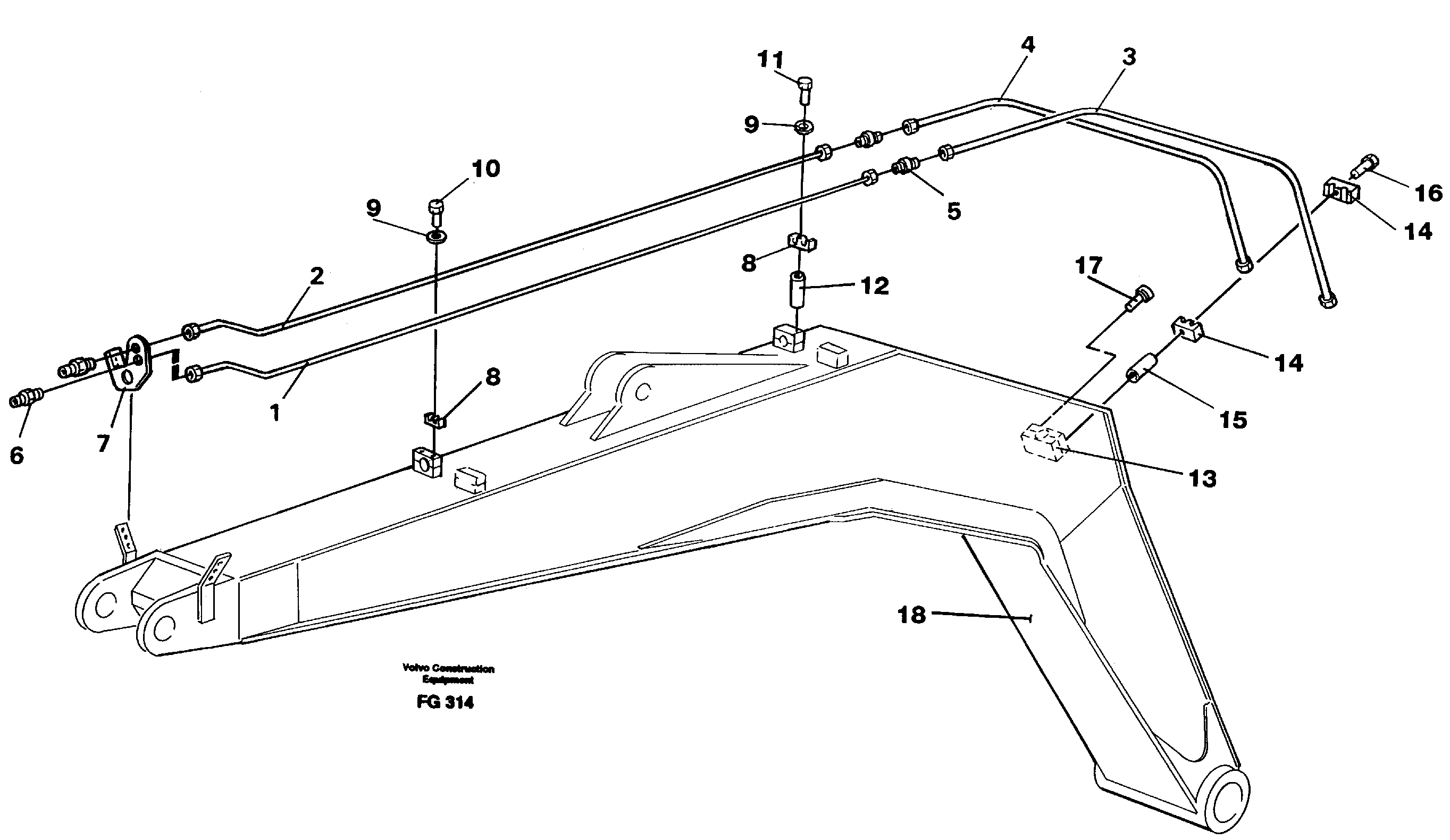 Grab bucket. boom 4.4m  14259581 — volvo parts diagram